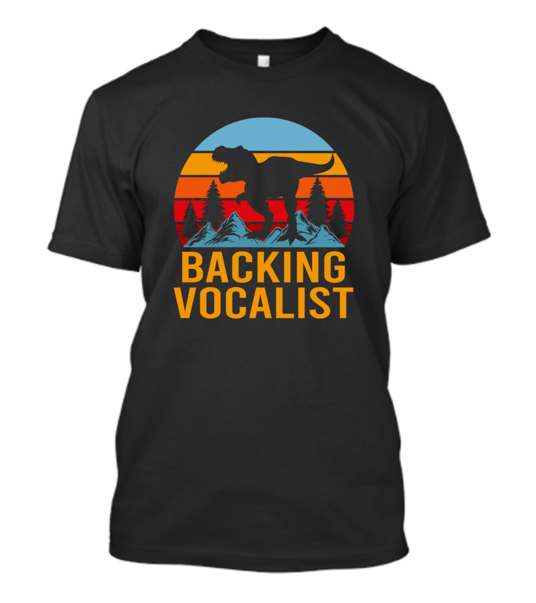 Backing Vocalist Dinosaur Vintage Sunset Scene T-Shirt