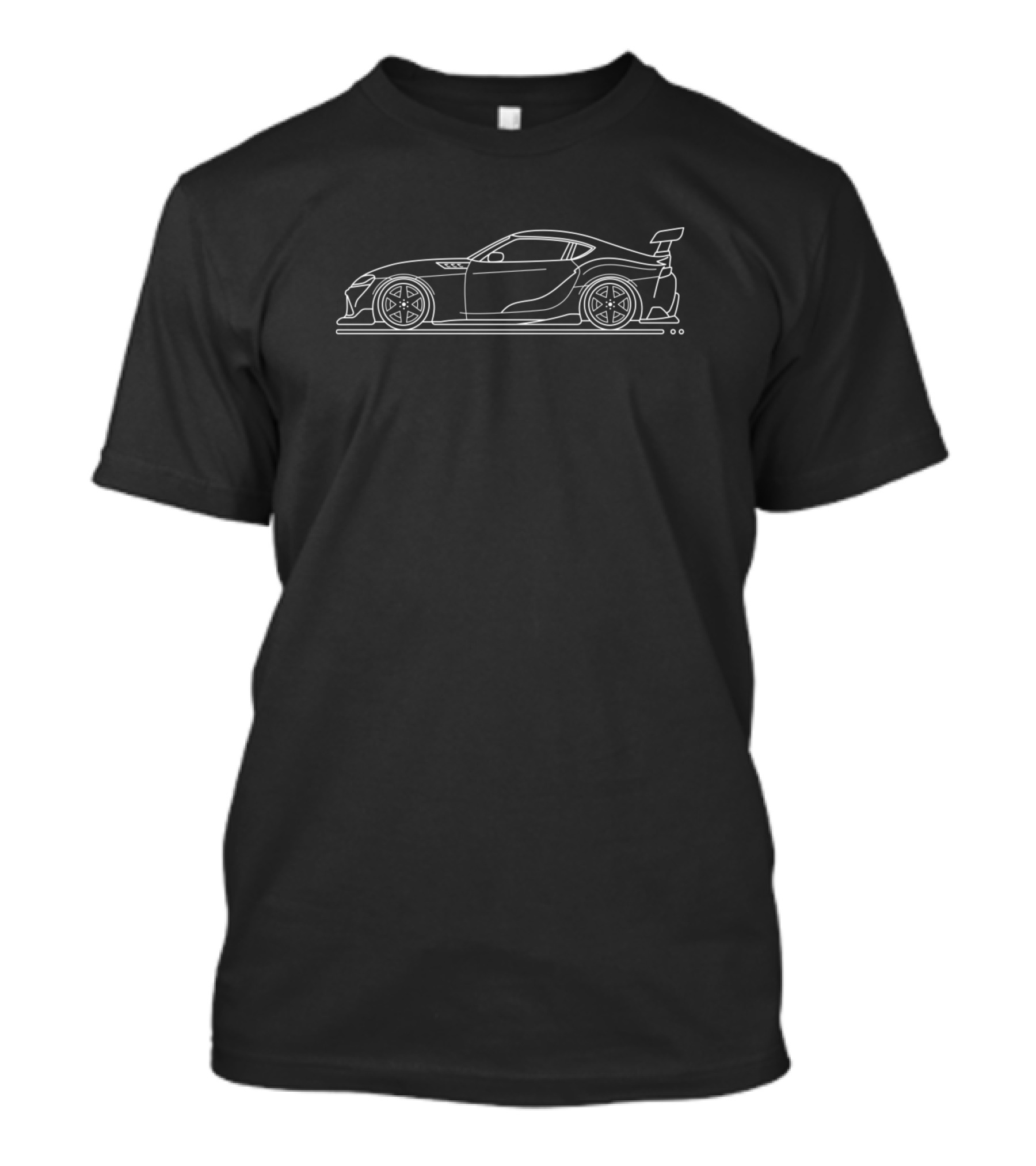 Blue Super Car Line Art Minimalist Outline T-Shirt