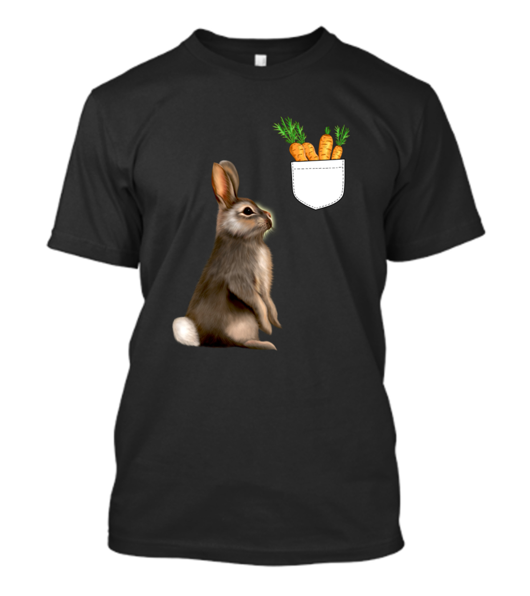 Bunny With Carrots In Fake Pocket T-Shirt