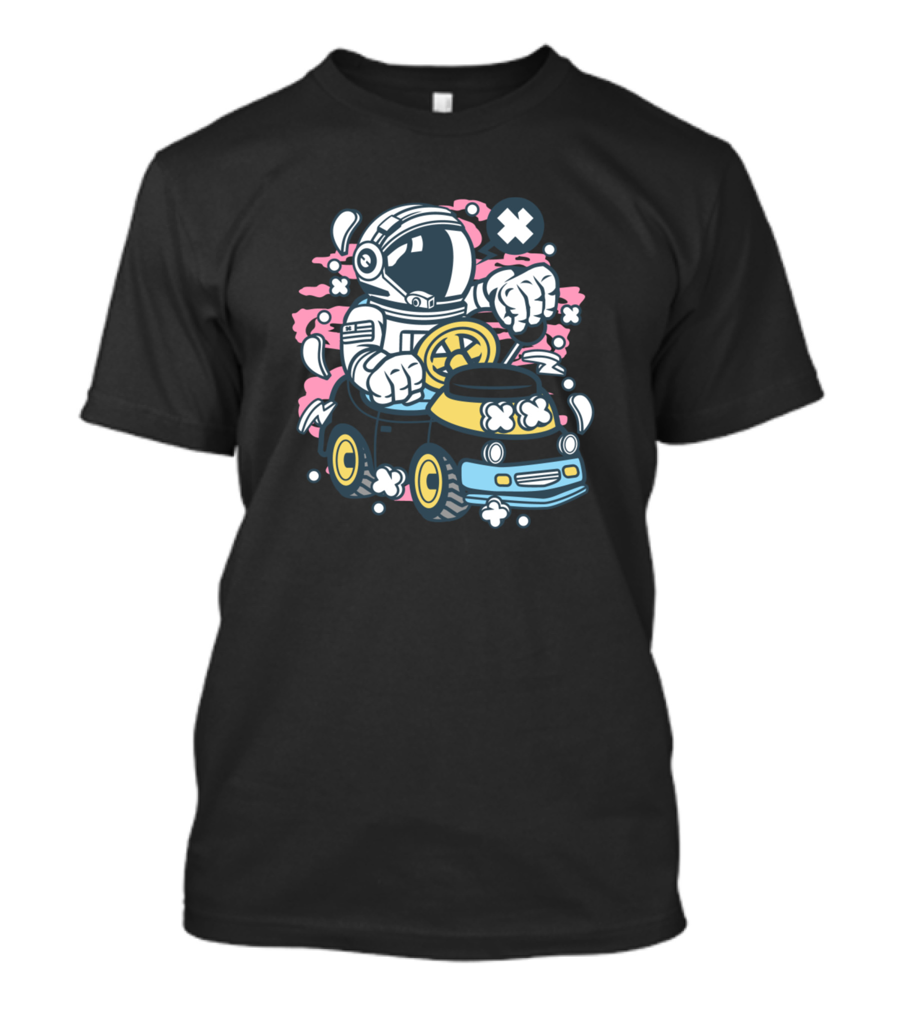 Car Toy For Animated Characters Comics And Pop Culture Astronaut Driving An Arcade Racer T-Shirt