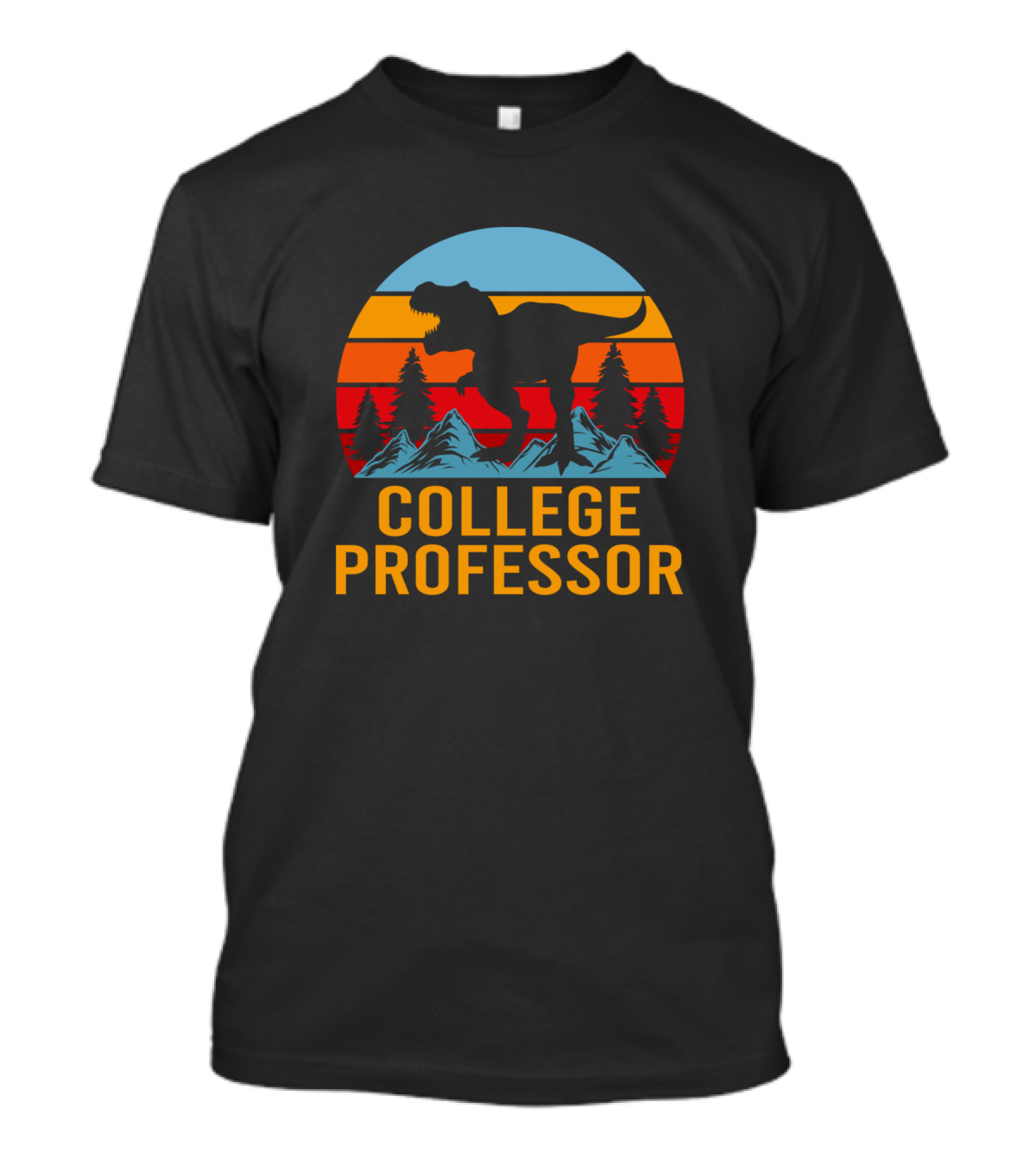 College Professor Dinosaur Vintage Sunset T-Shirt