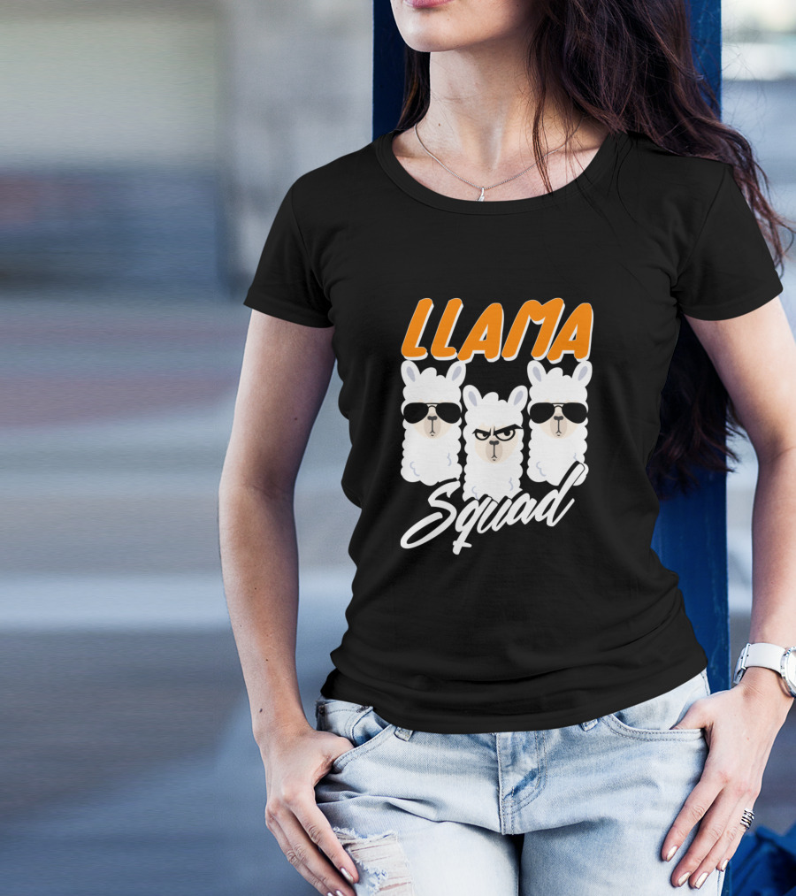 Llama Squad 80S Style Cute Retro Llamas With Sunglasses T-Shirt