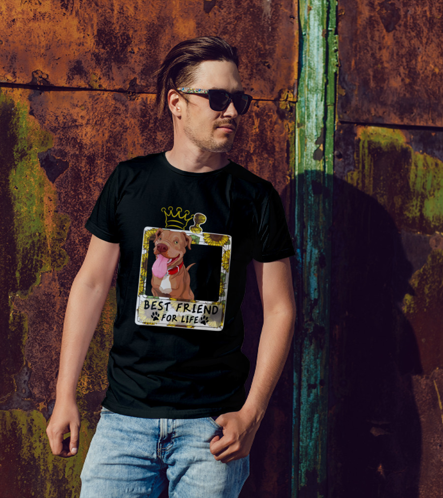 Pitbull Best Friend For Life Sunflower Crown T-Shirt