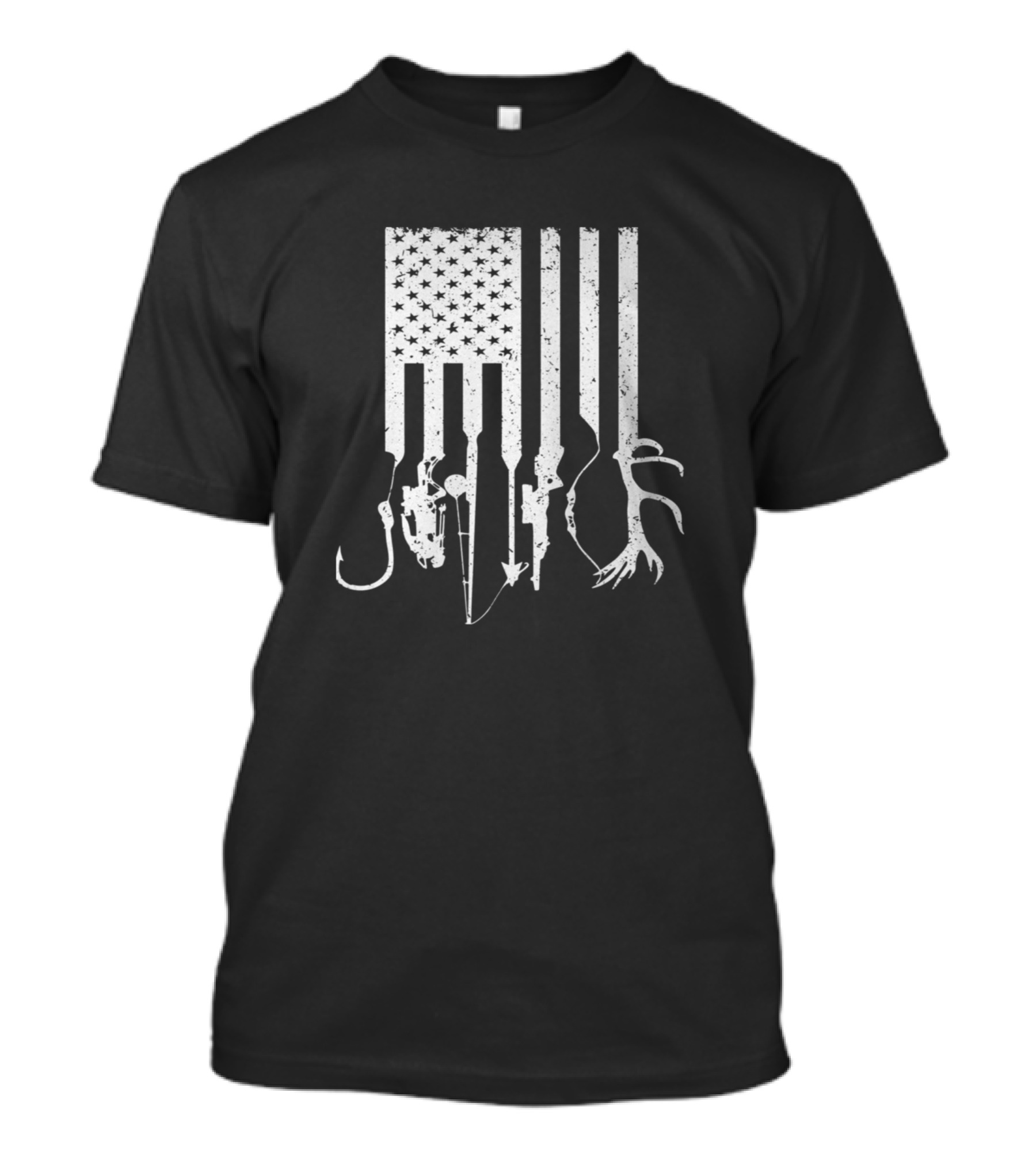 American Flag Fishing And Hunting Combo T-Shirt