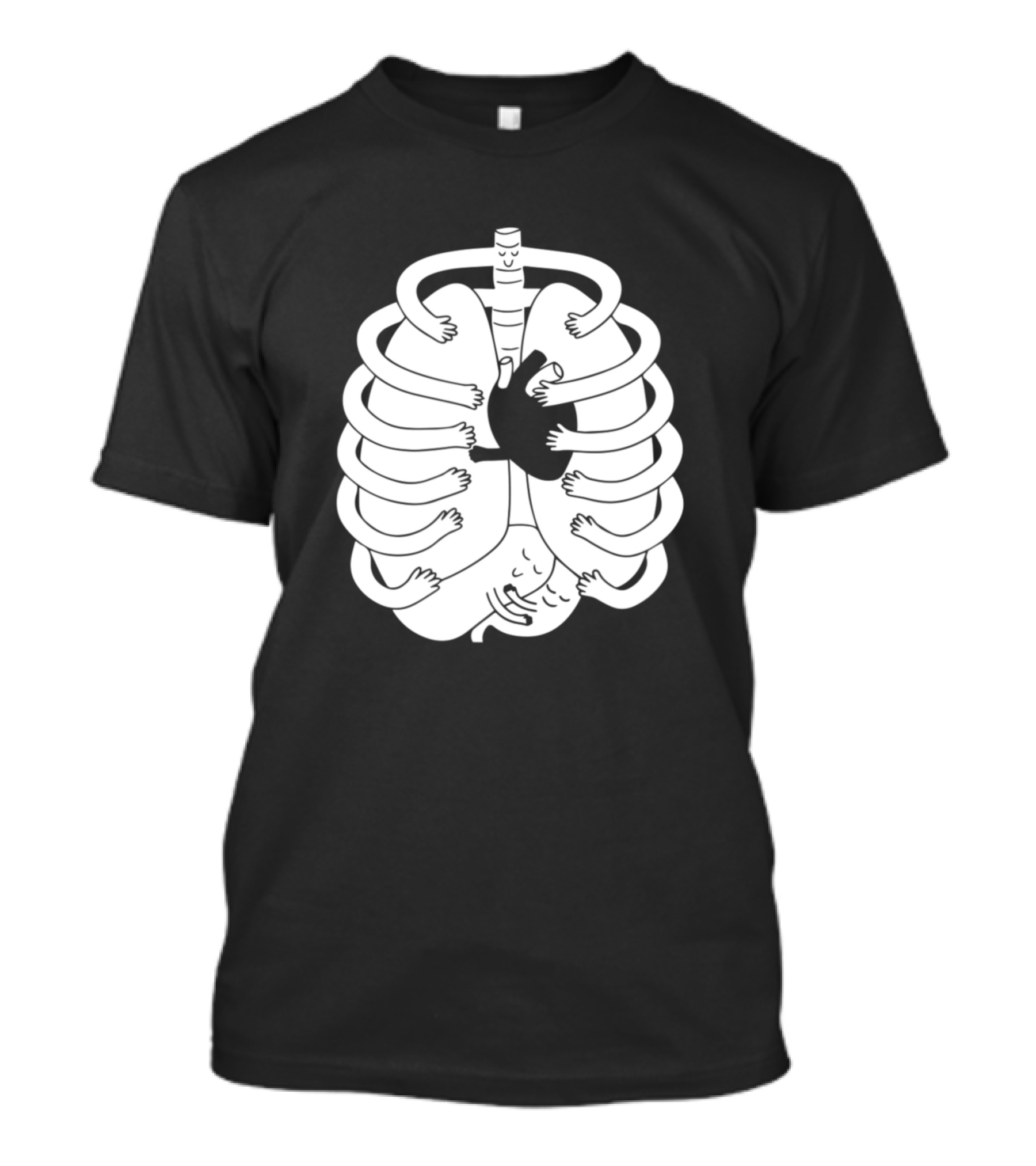 Hugging Skeleton With Organ Embrace Funny Costume Anatomy T-Shirt