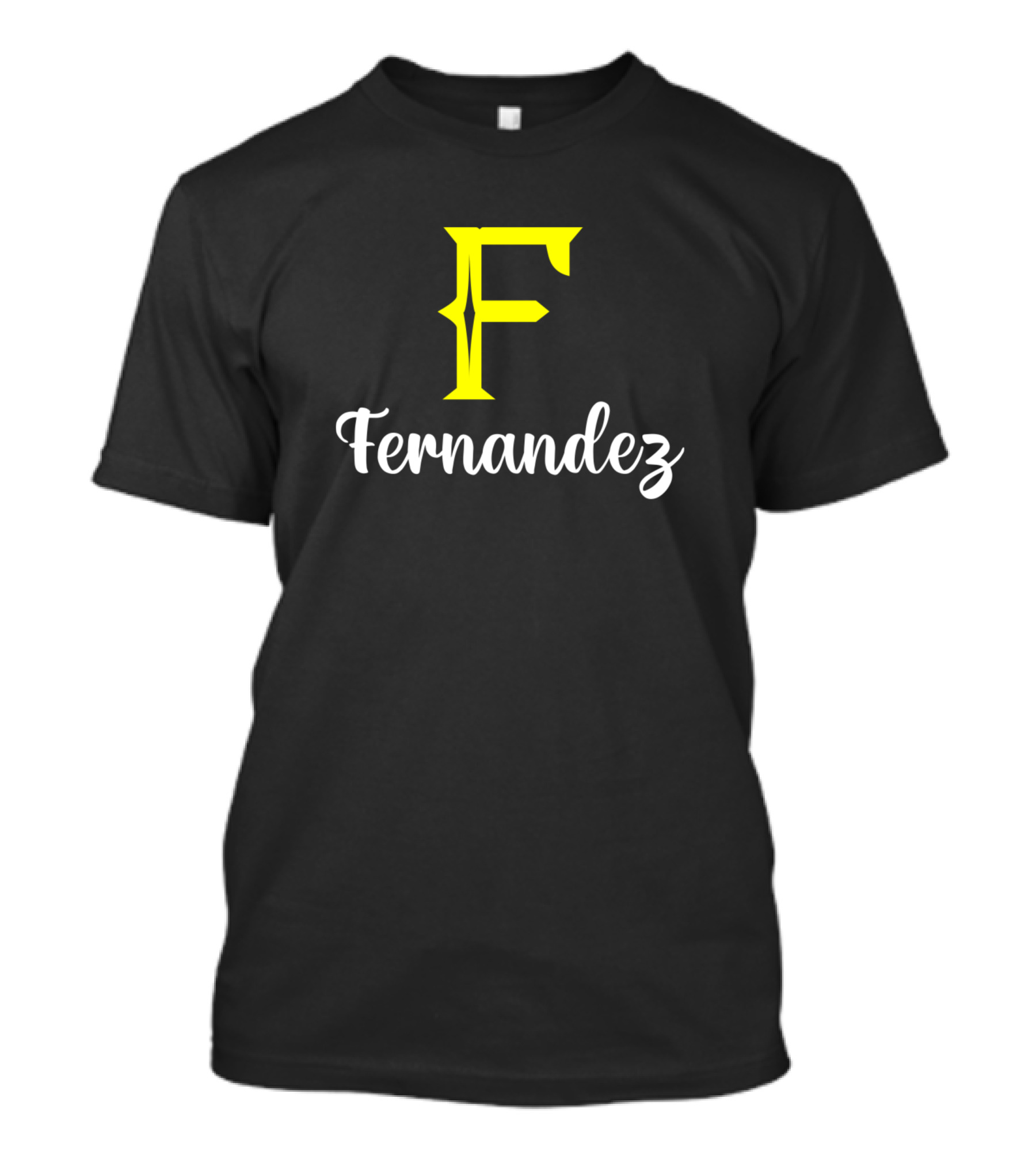 Fernandez F Yellow Lettering Logo White Script T-Shirt
