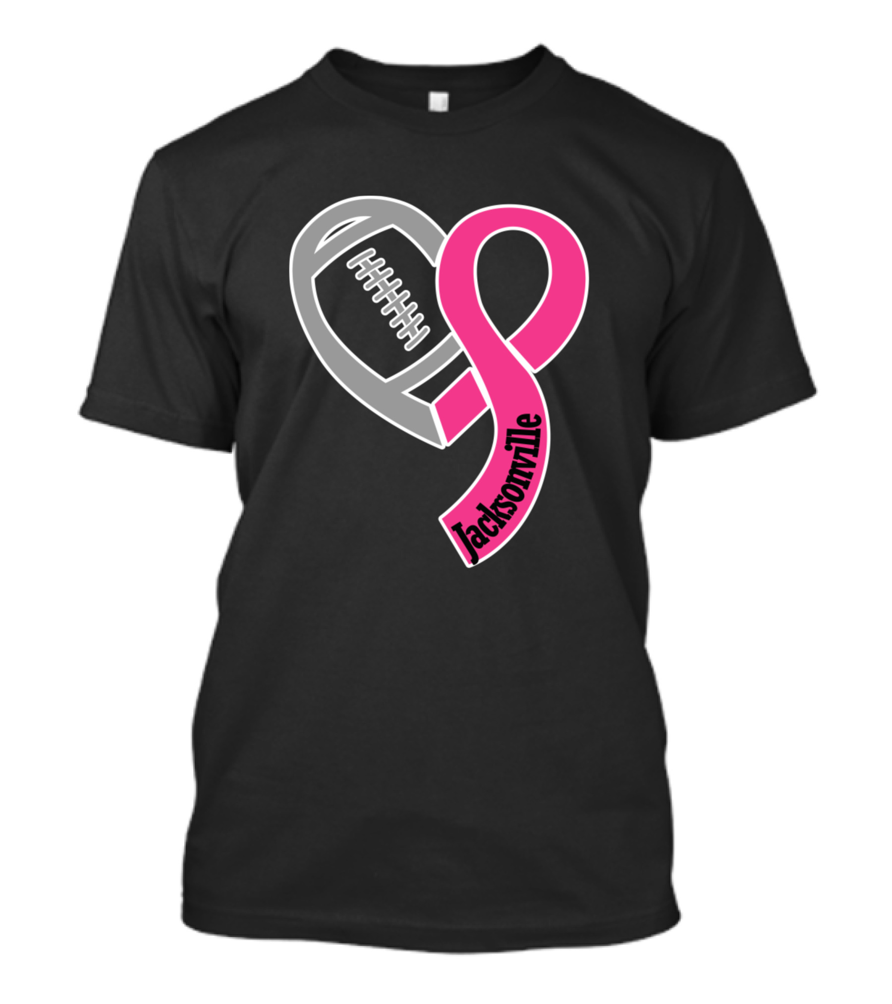 Jacksonville Pro Football Breast Cancer Awareness Heart T-Shirt