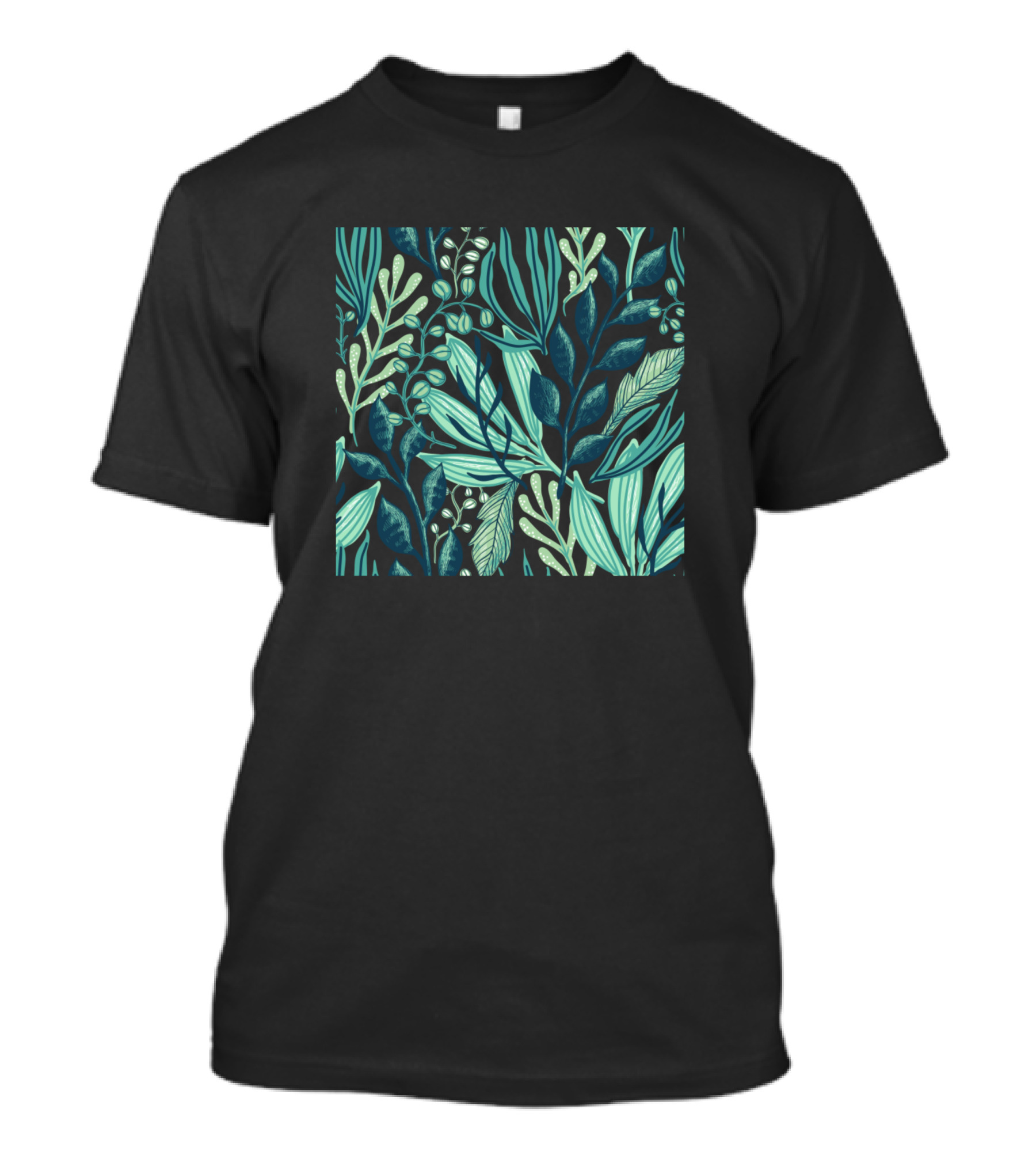Leaves Green Black Botanical Abstract T-Shirt
