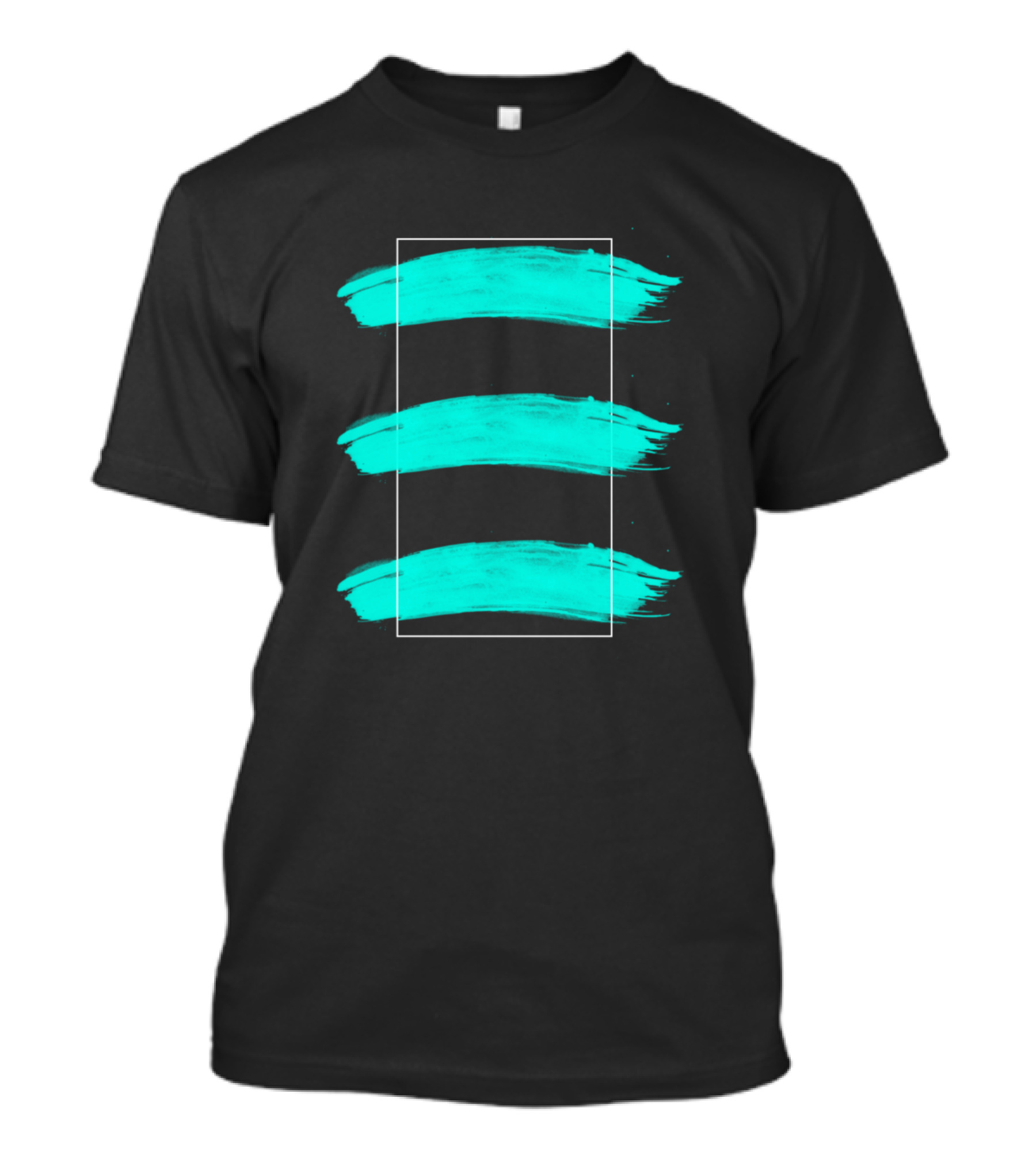 Three Turquoise Brush Strokes Lines T-Shirt