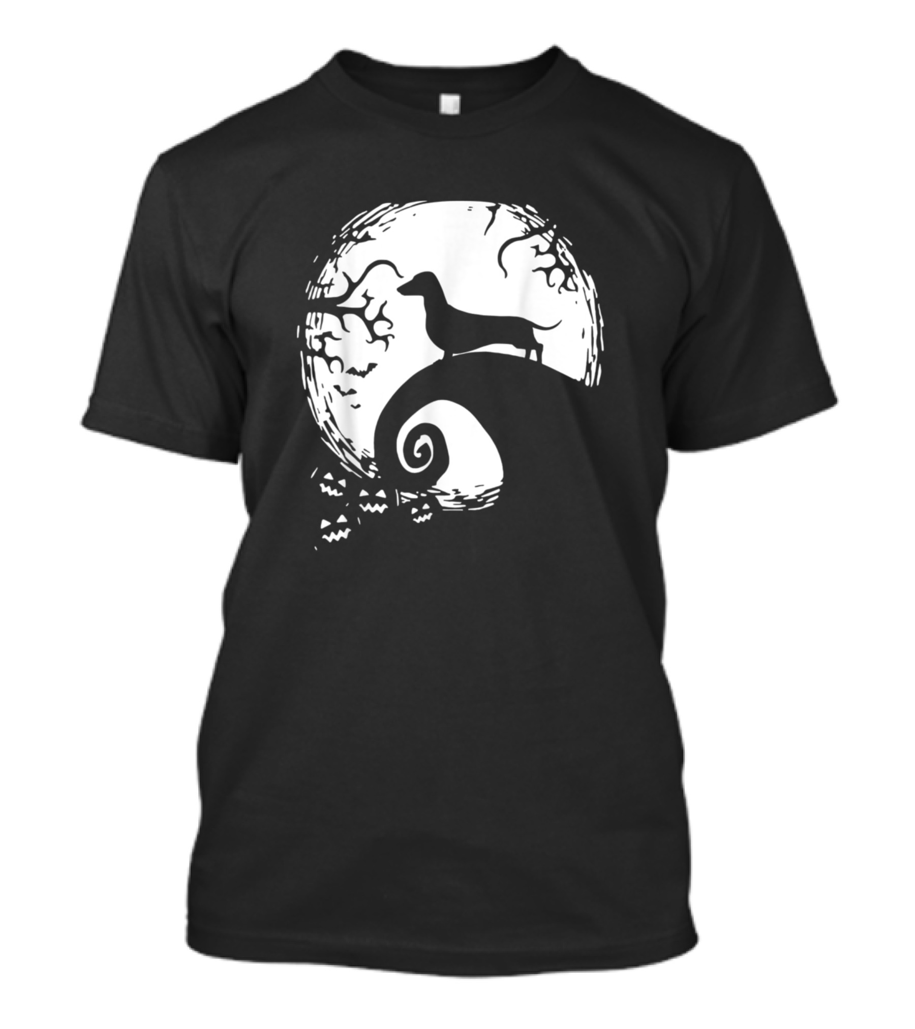 Love Dachshund In Halloween Moonlight Scene T-Shirt
