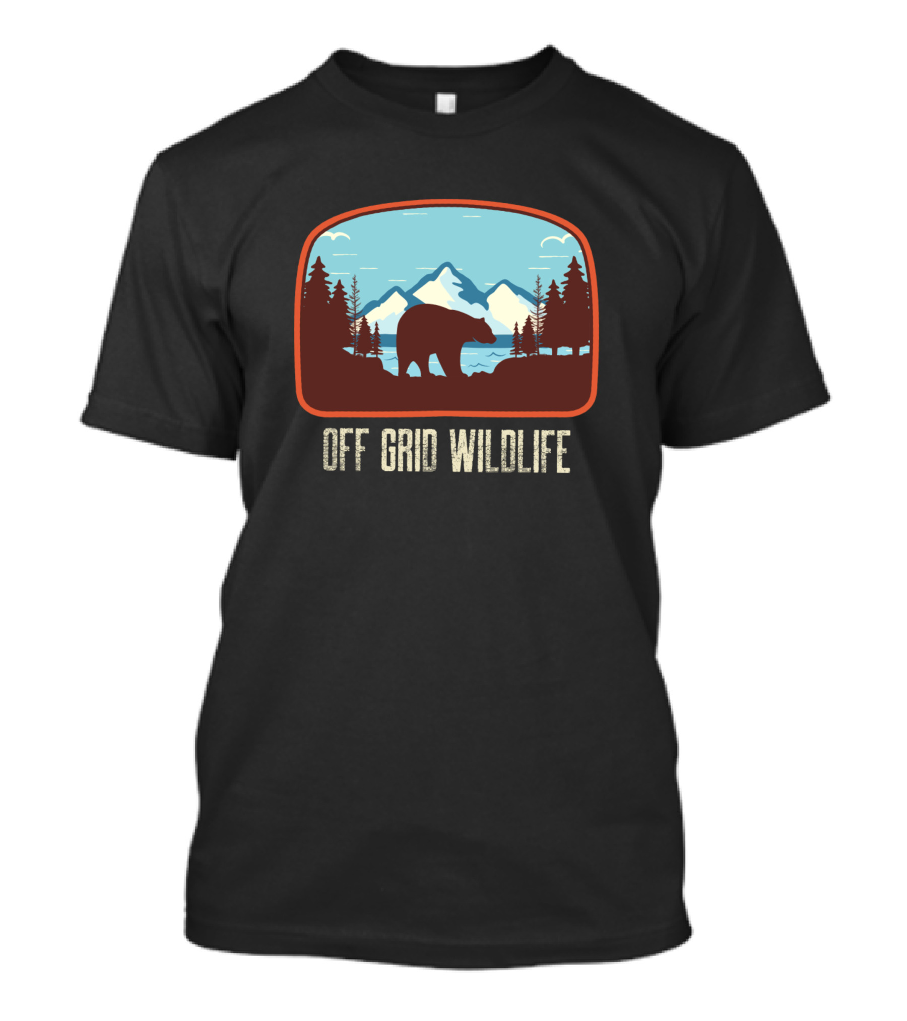 Off Grid Wildlife Bear Mountains Forest Lake T-Shirt