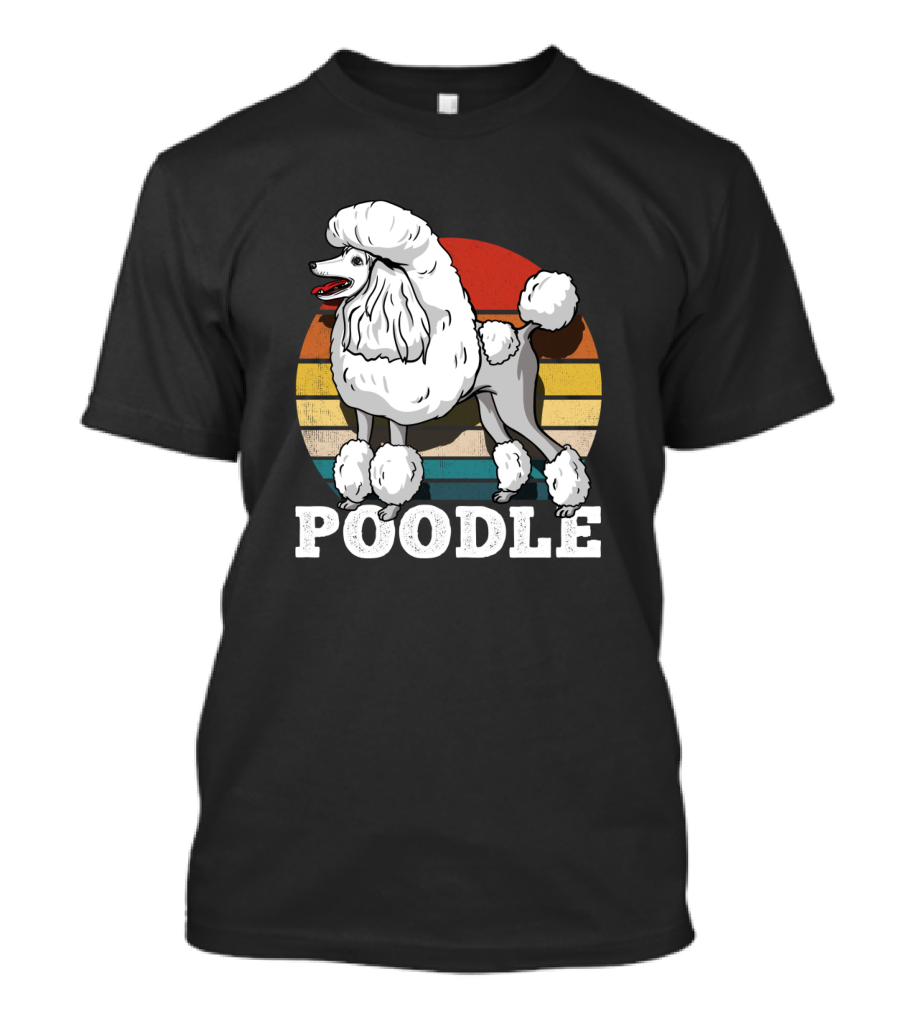 Poodle Retro Sunset Stripes T-Shirt