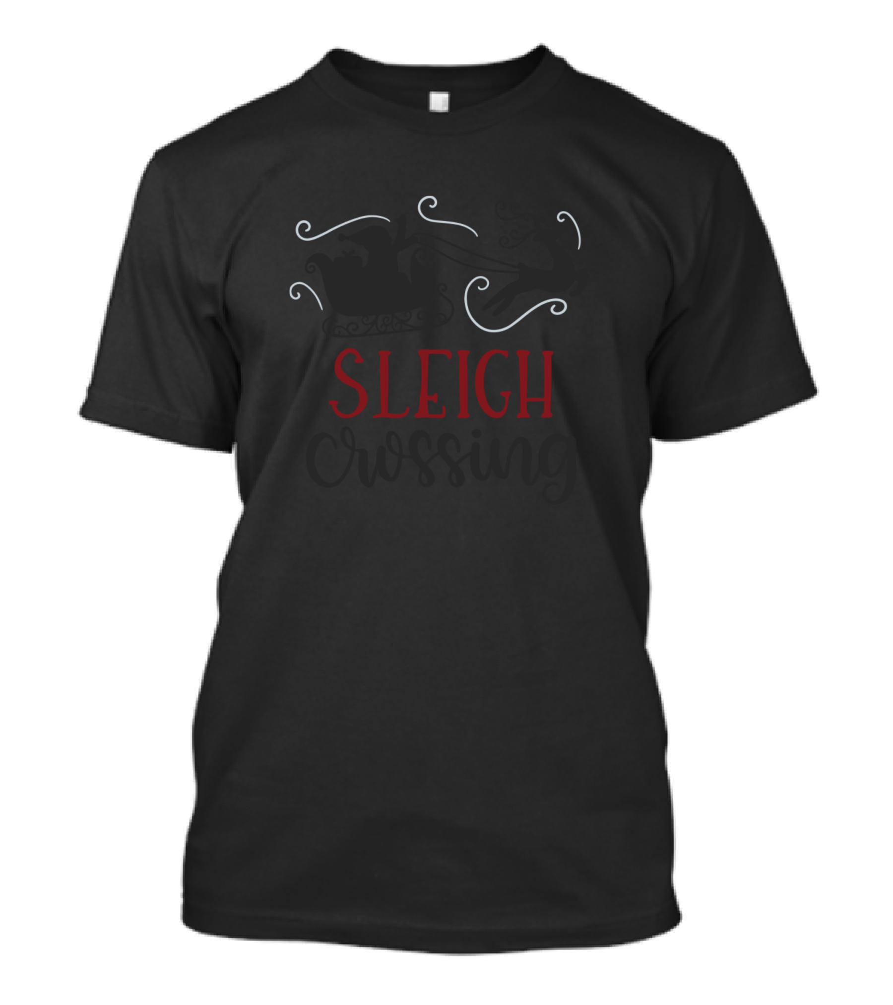 Sleigh Crossing Santa Sleigh And Reindeer Outline T-Shirt