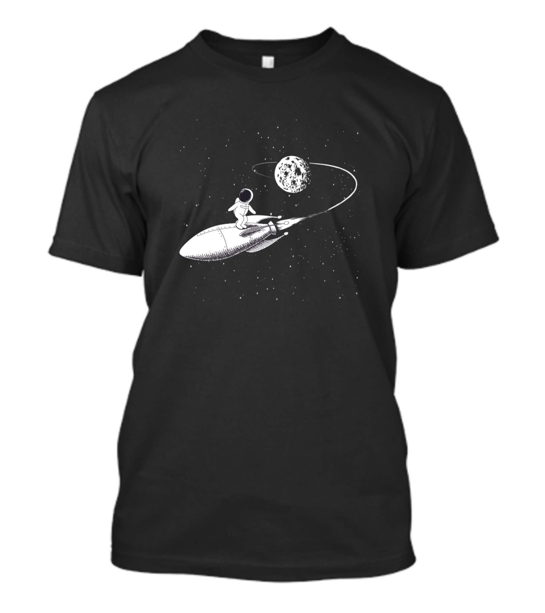 Space Alien Astronaut Surfing Rocket In Cosmic Scene T-Shirt