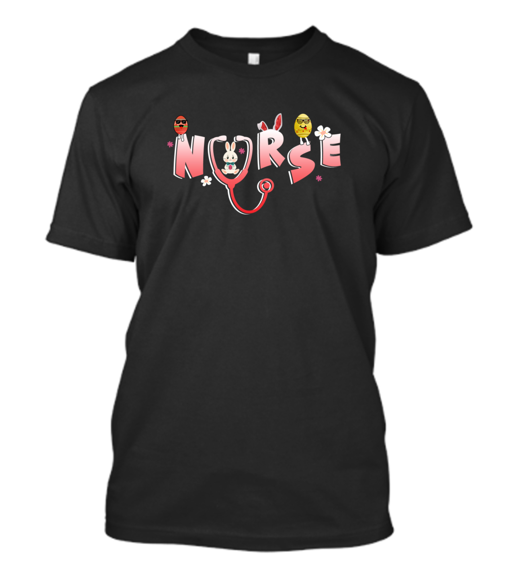 Nurse Stethoscope Easter Bunny Eggs RN CNA T-Shirt