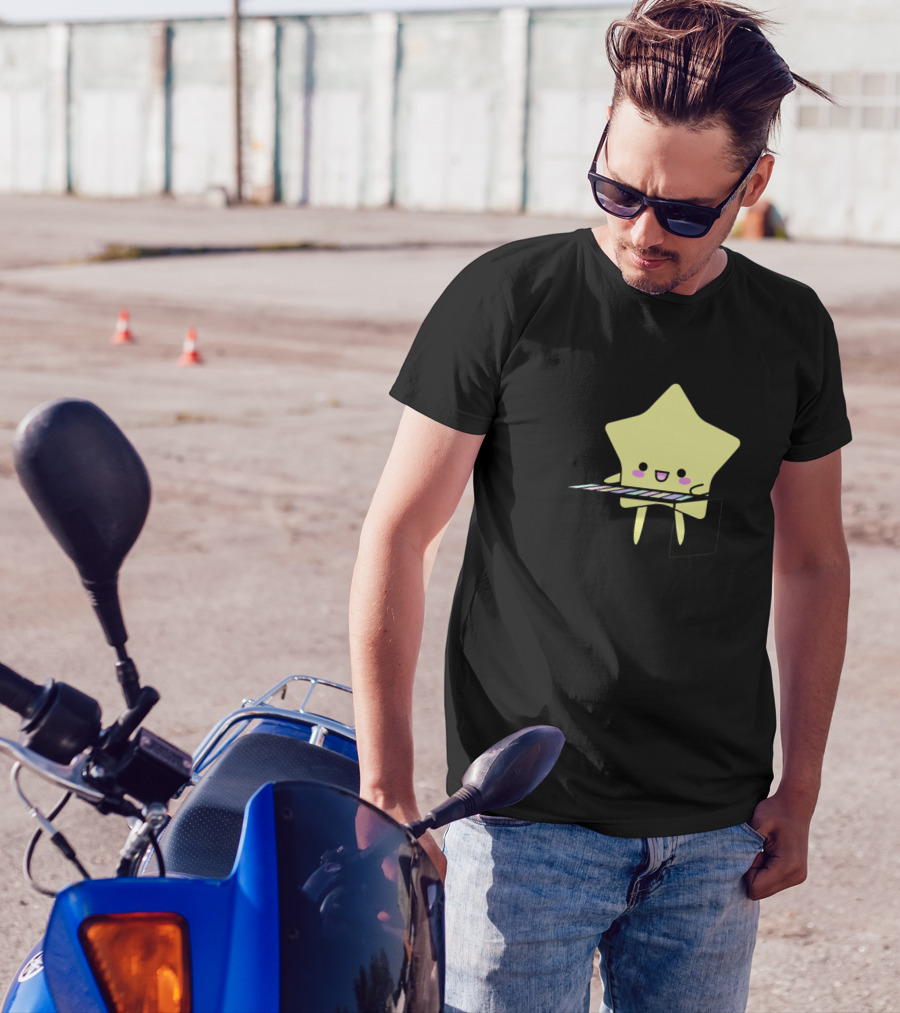 Hocchi The Star Keyboard Player Cute Star Character Playing Piano T-Shirt