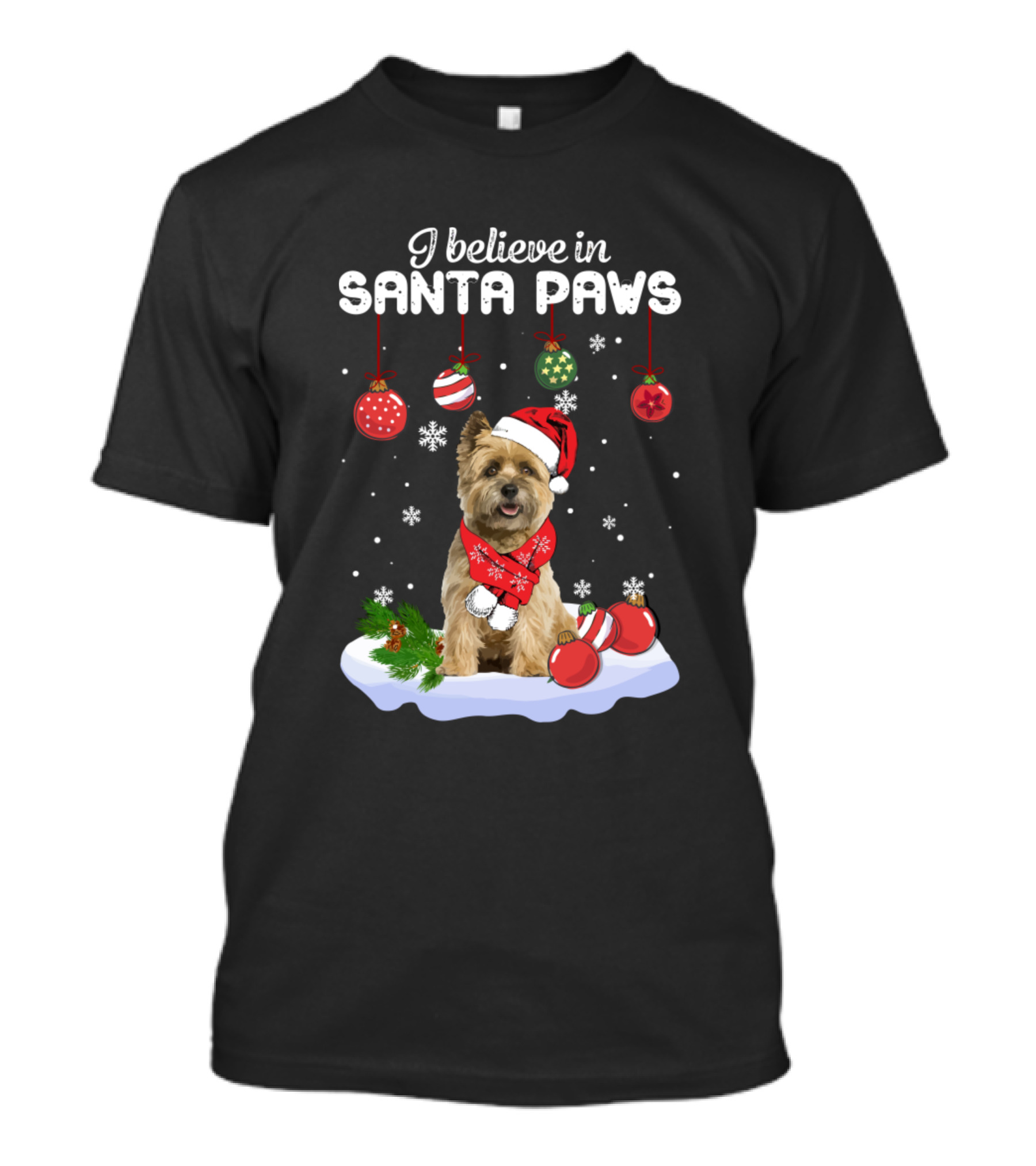 I Believe In Santa Paws Cairn Terrier Christmas Holiday T-Shirt