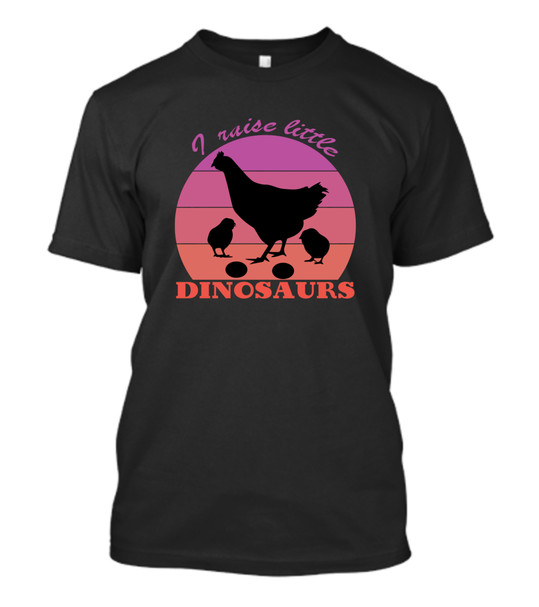 I Raise Little Dinosaurs Chicken Lover Retro Sunset T-Shirt