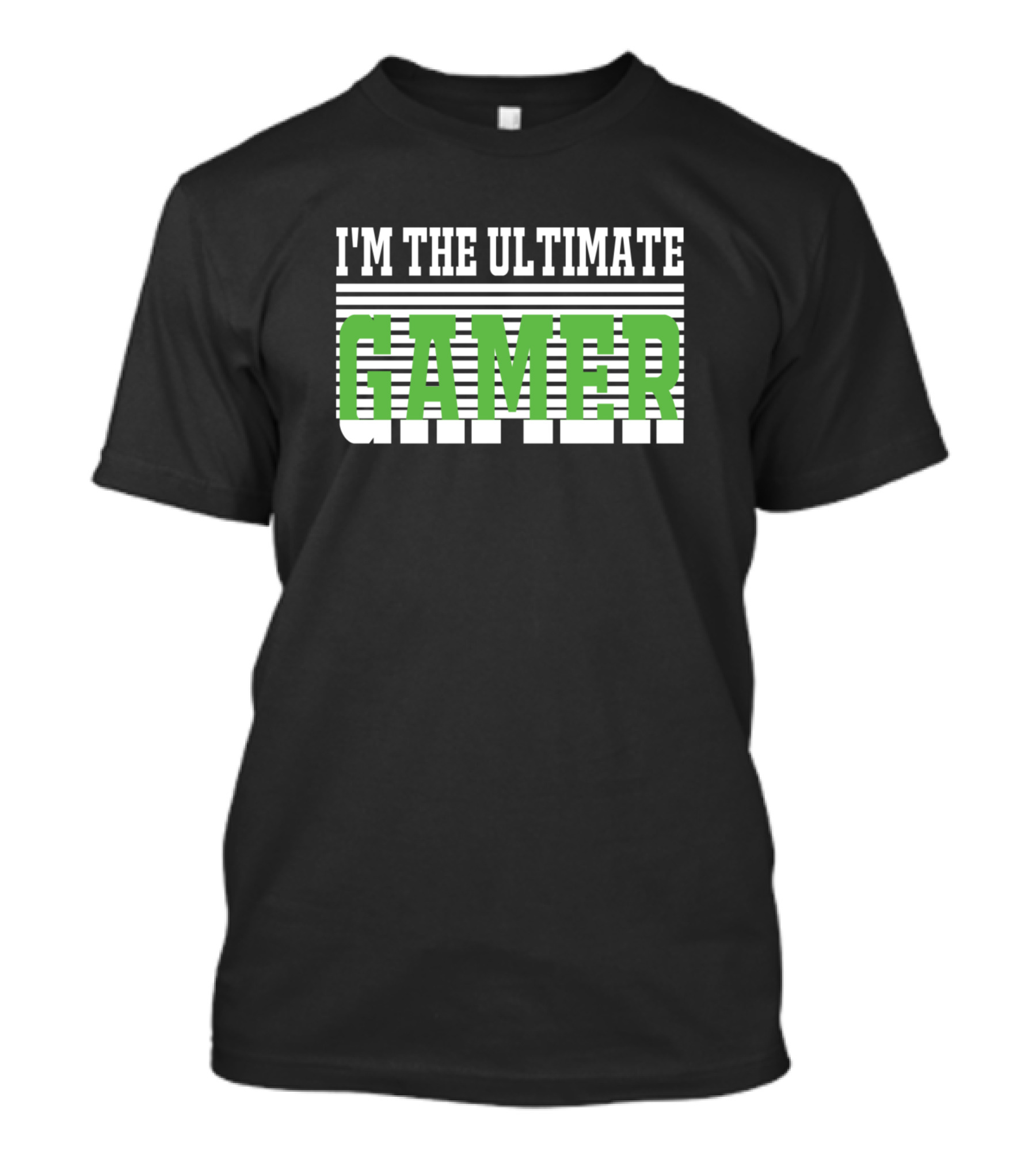 I'm The Ultimate Gamer Bold Stripes Green T-Shirt