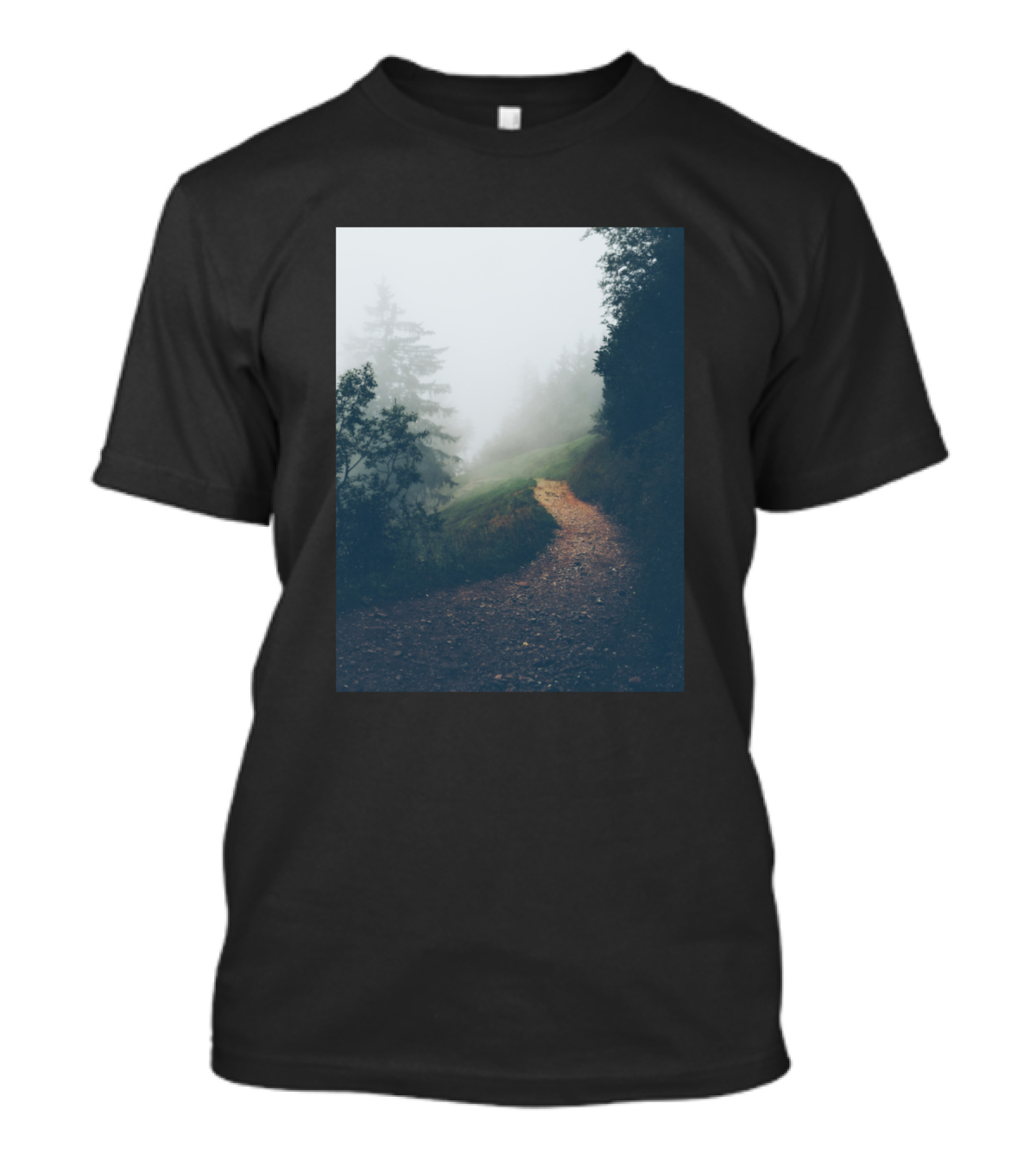Into The Woods Foggy Forest Path Scenery T-Shirt