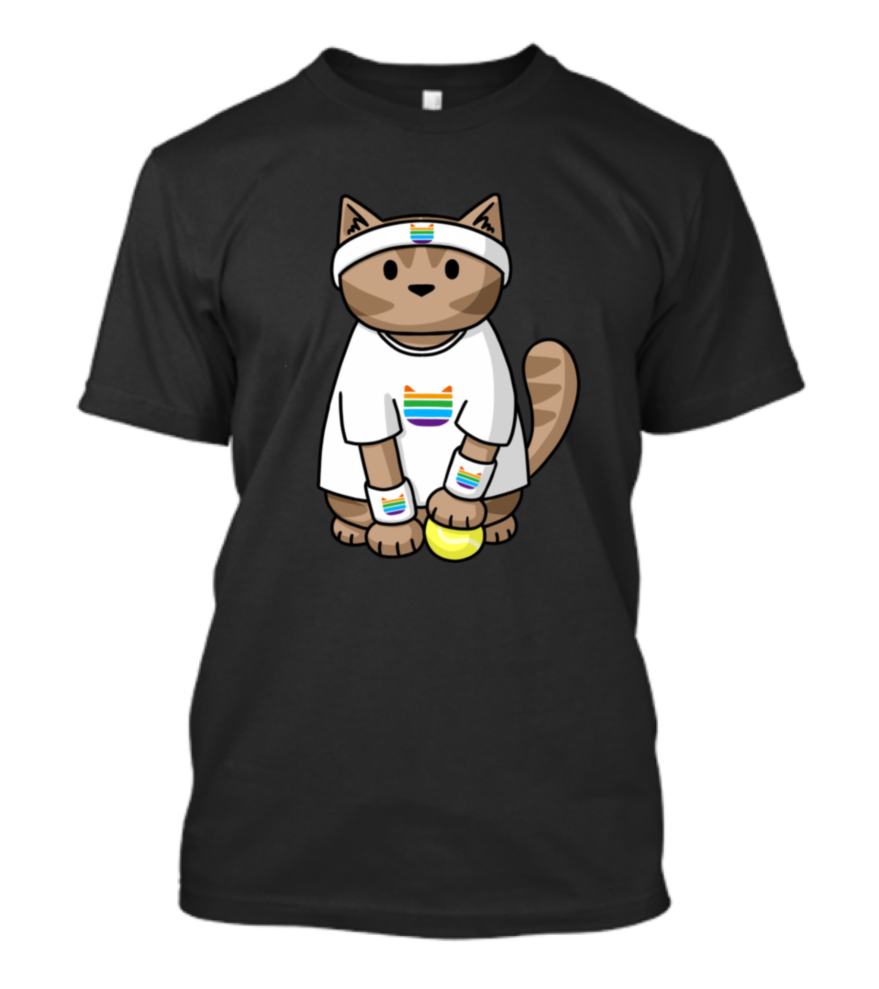 Kitten Tennis Sport Healthy Agilestrong Rainbow Headband T-Shirt