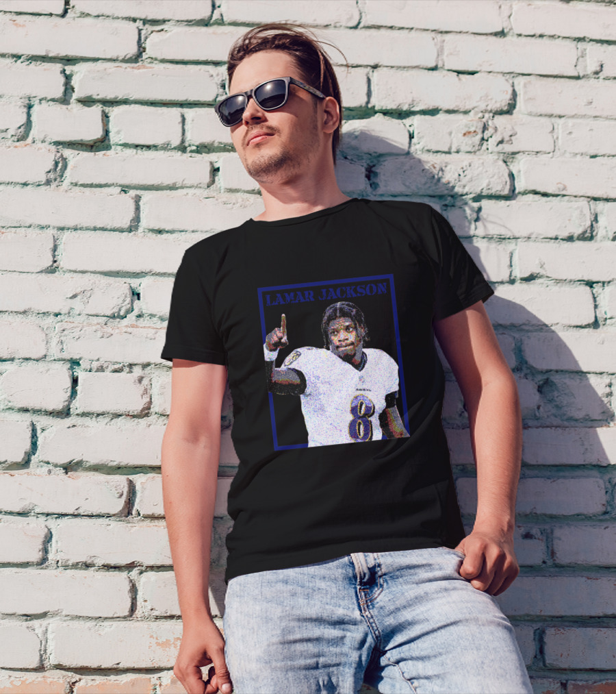 Lamar Jackson Baltimore Ravens Number 8 T-Shirt