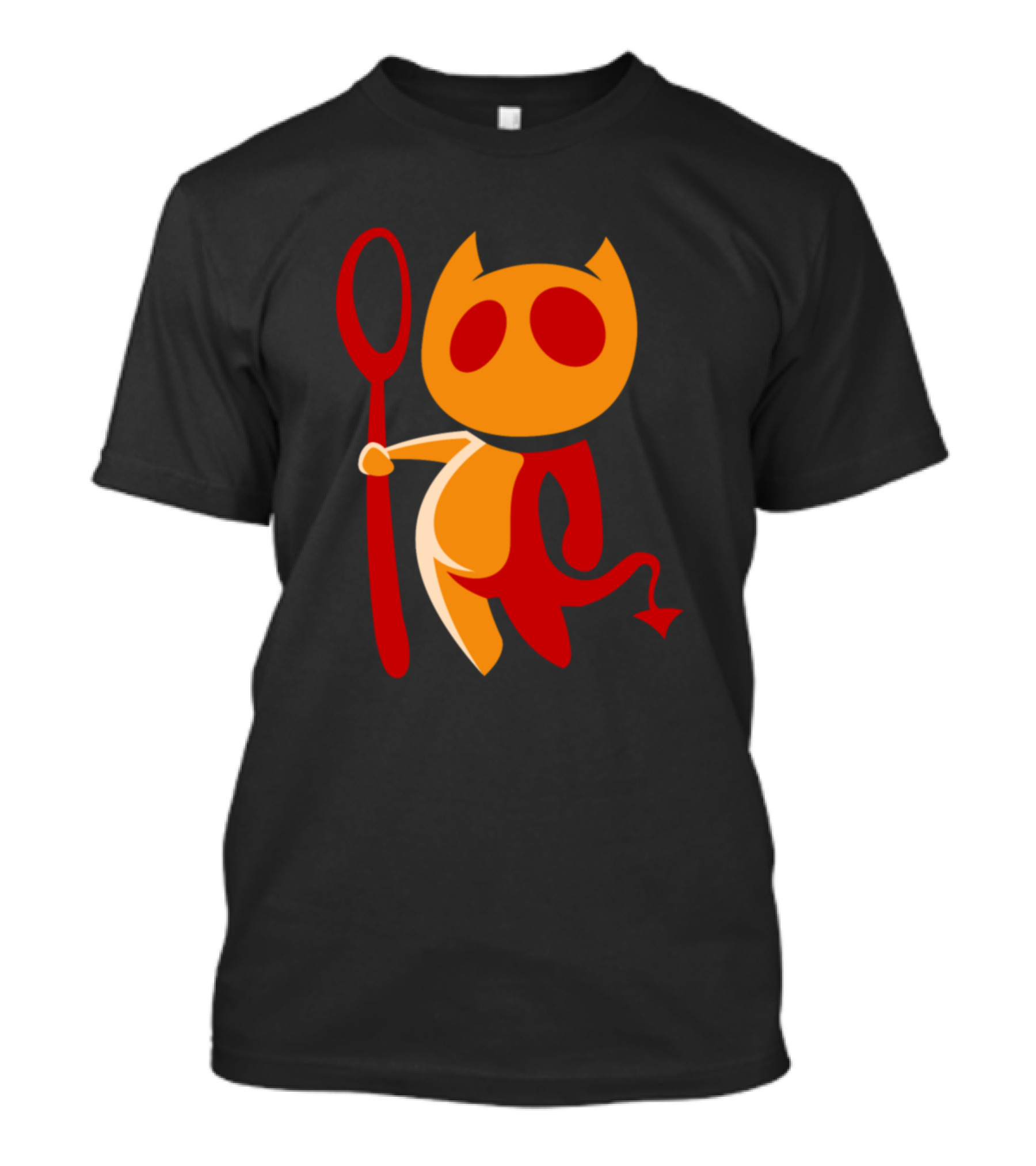 Red And Orange Devil Holding Oversized Spoon T-Shirt