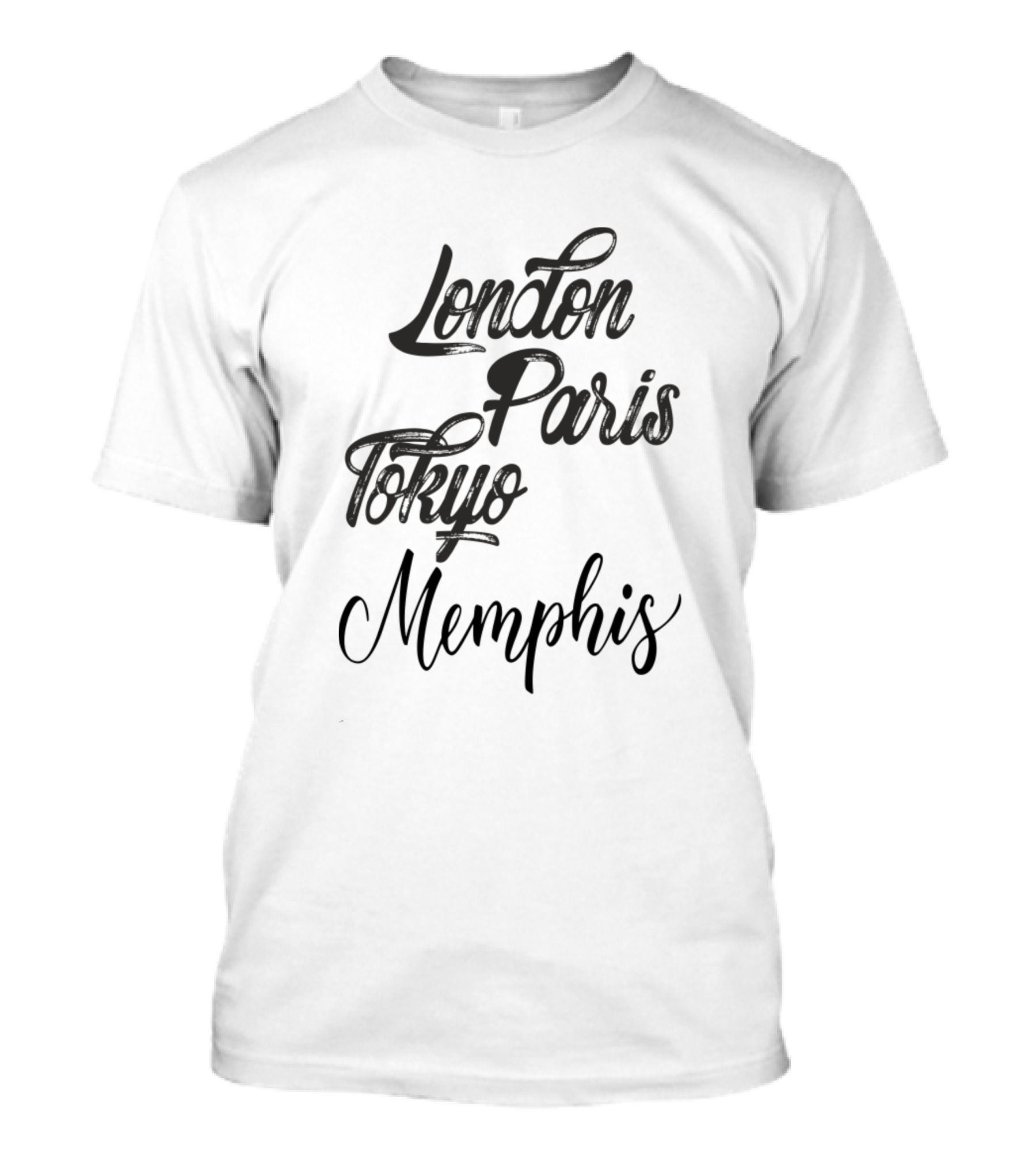 London Paris Tokyo Memphis Typography T-Shirt