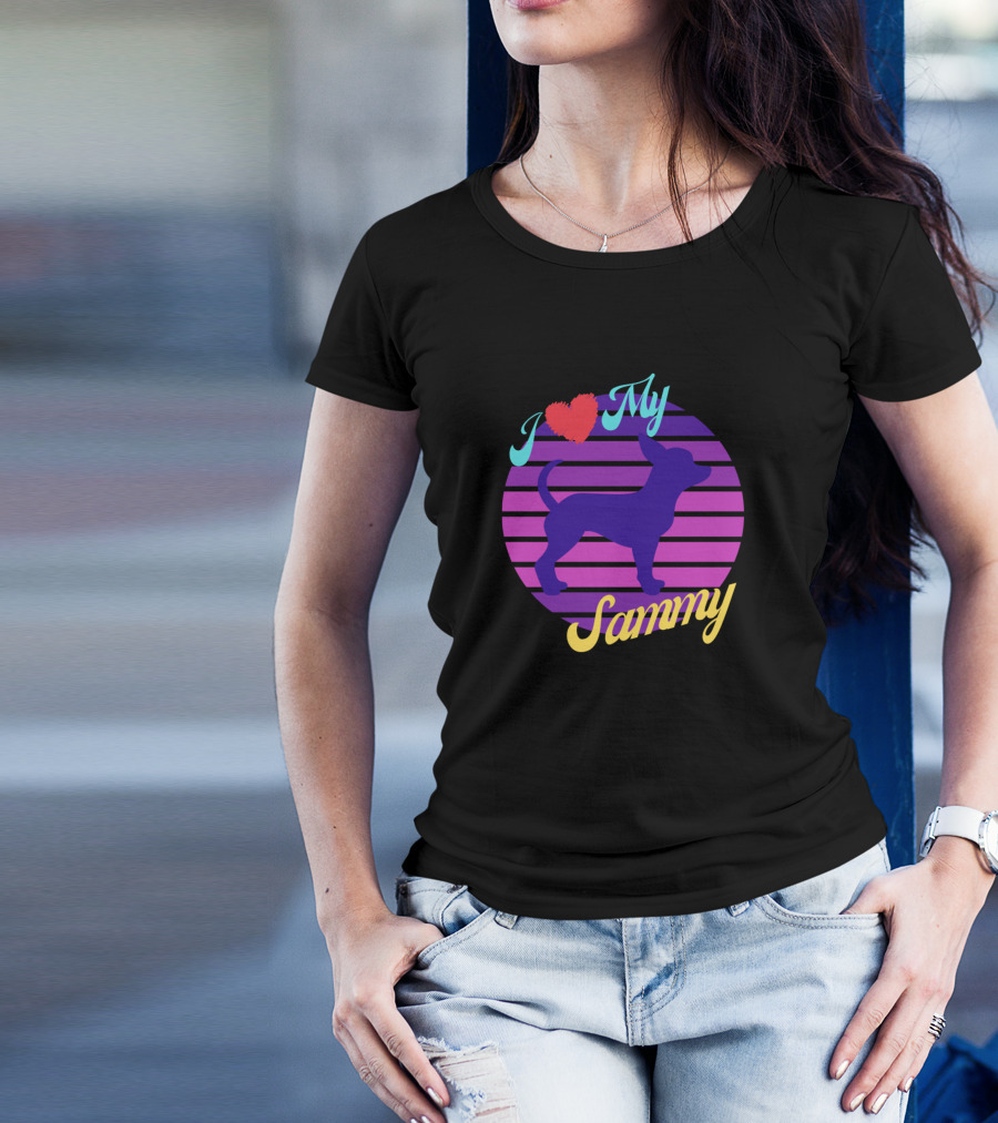 Love My Sammy I Heart Retro Sunset Chihuahua T-Shirt