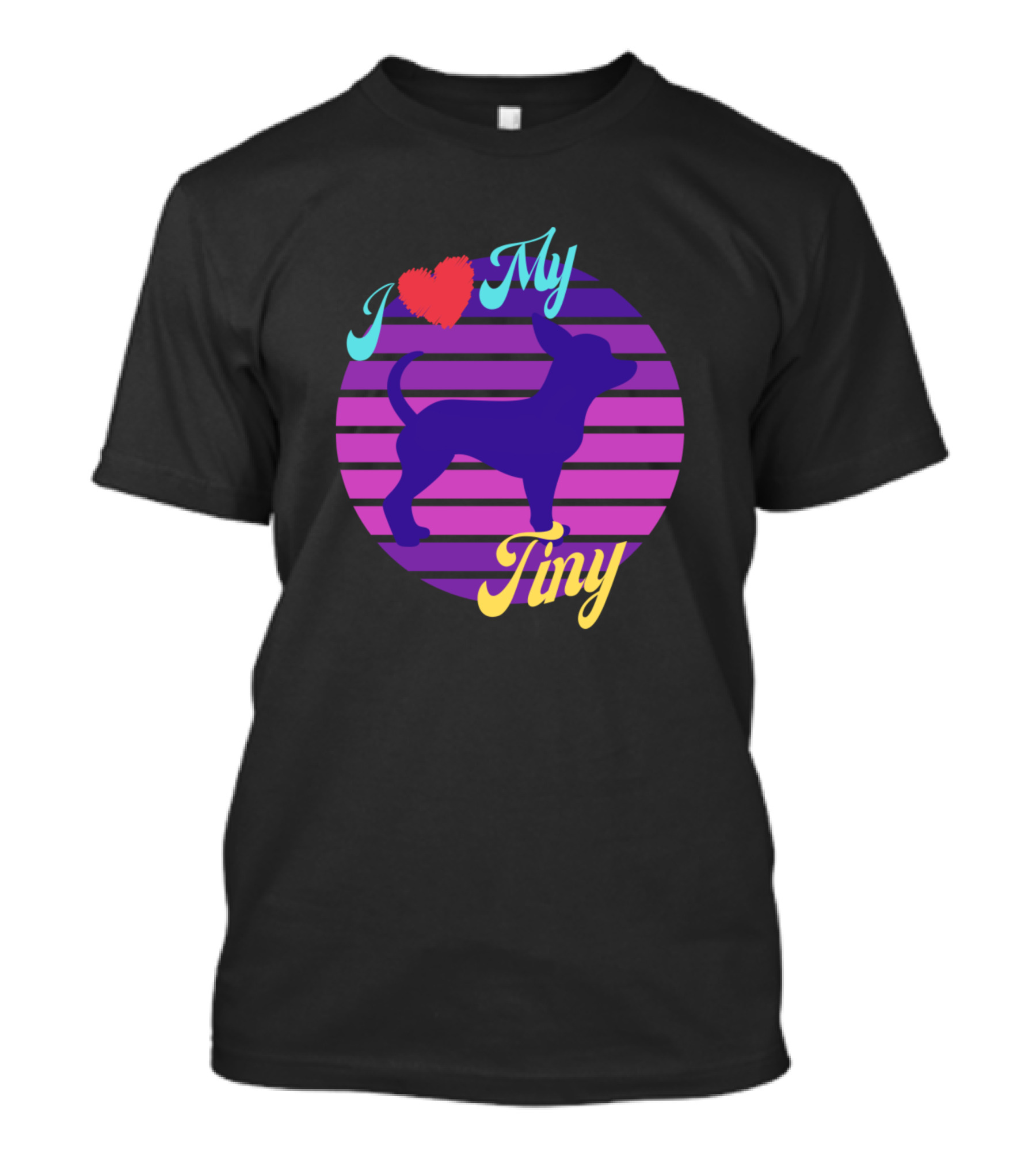 I Love My Tiny Chihuahua Retro Sunset T-Shirt