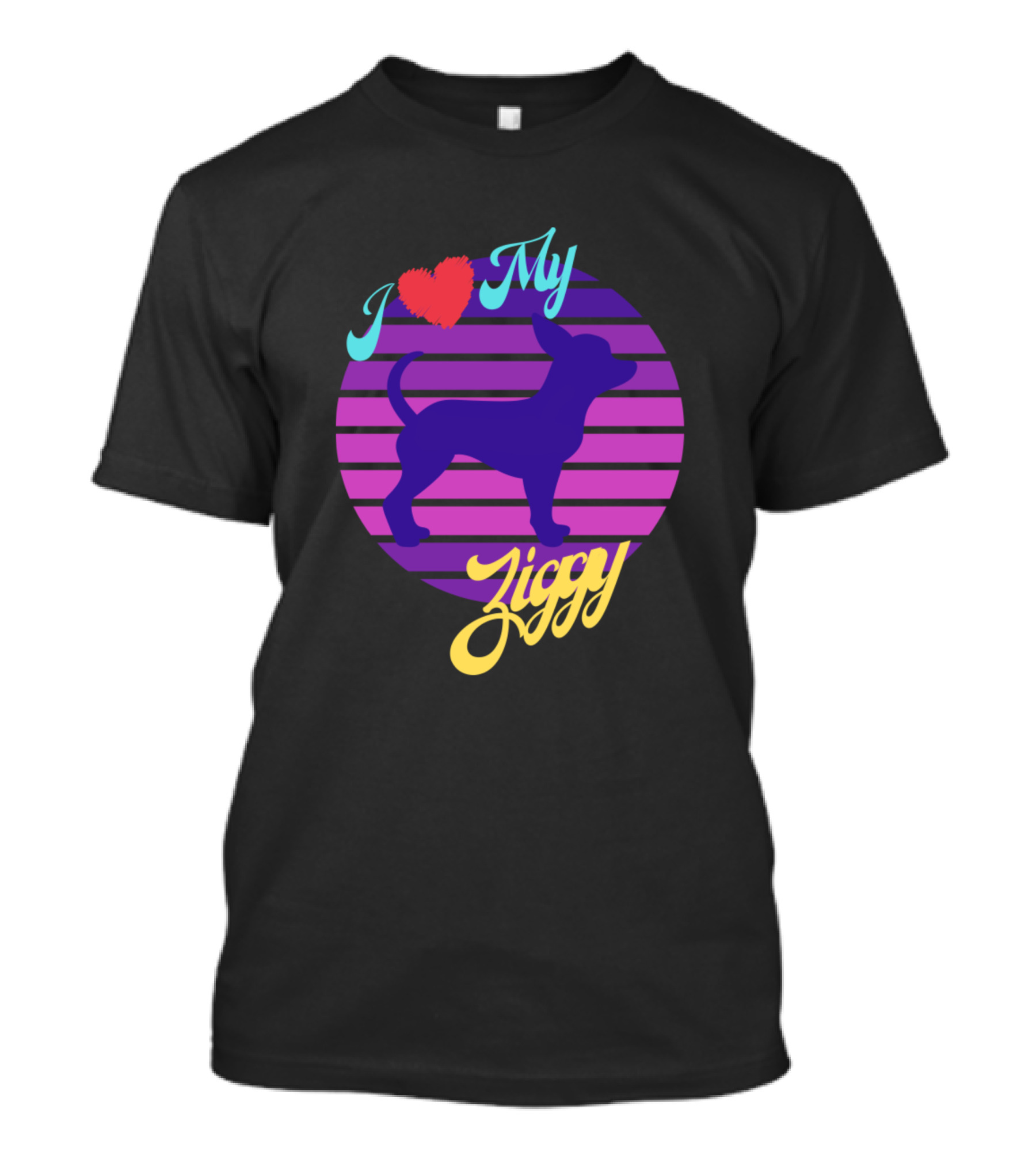 I Love My Ziggy Retro Chihuahua Dog Sunset T-Shirt