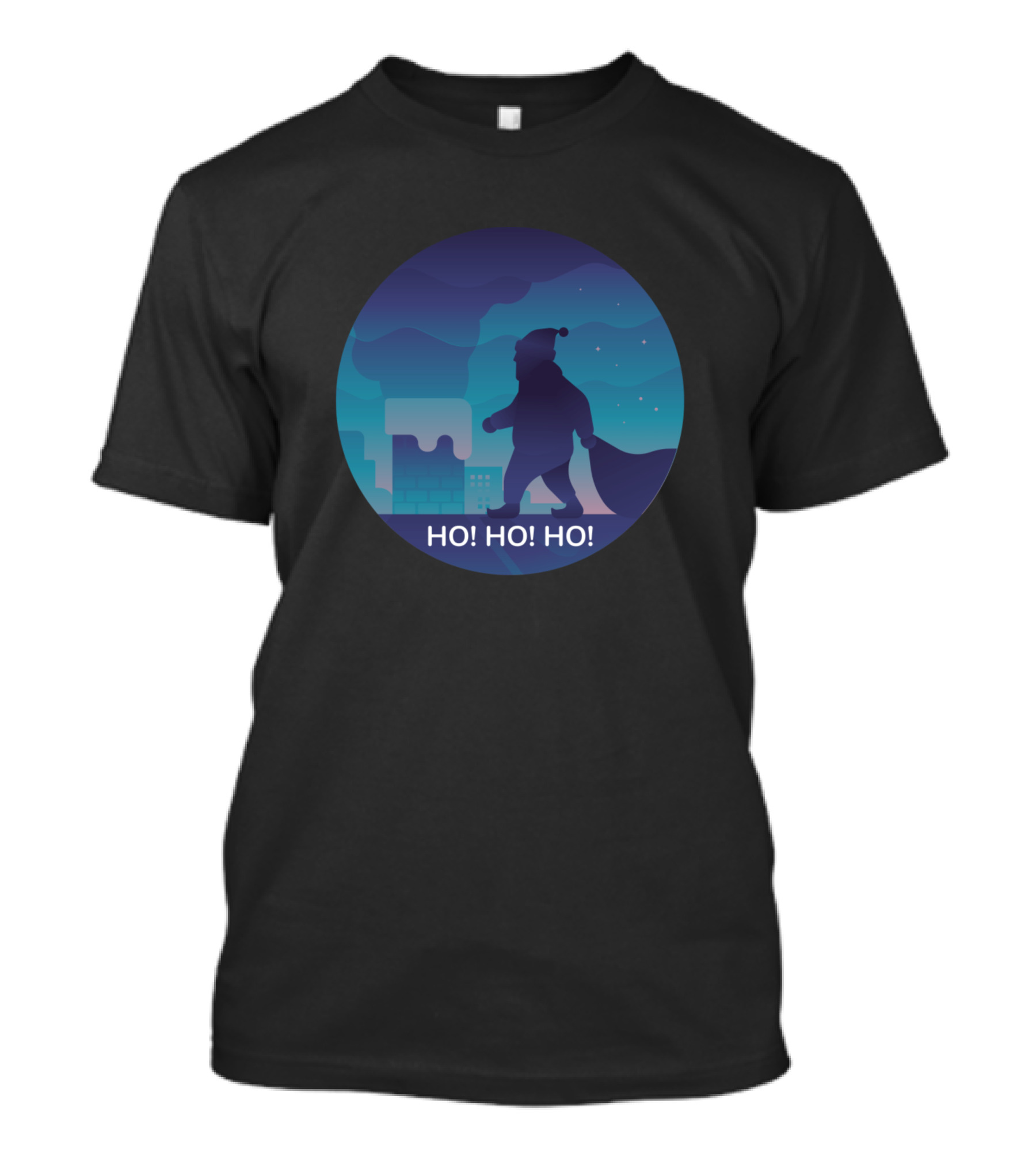 Ho Ho Ho Merry Christmas Santa Silhouette Moonlit Scene T-Shirt