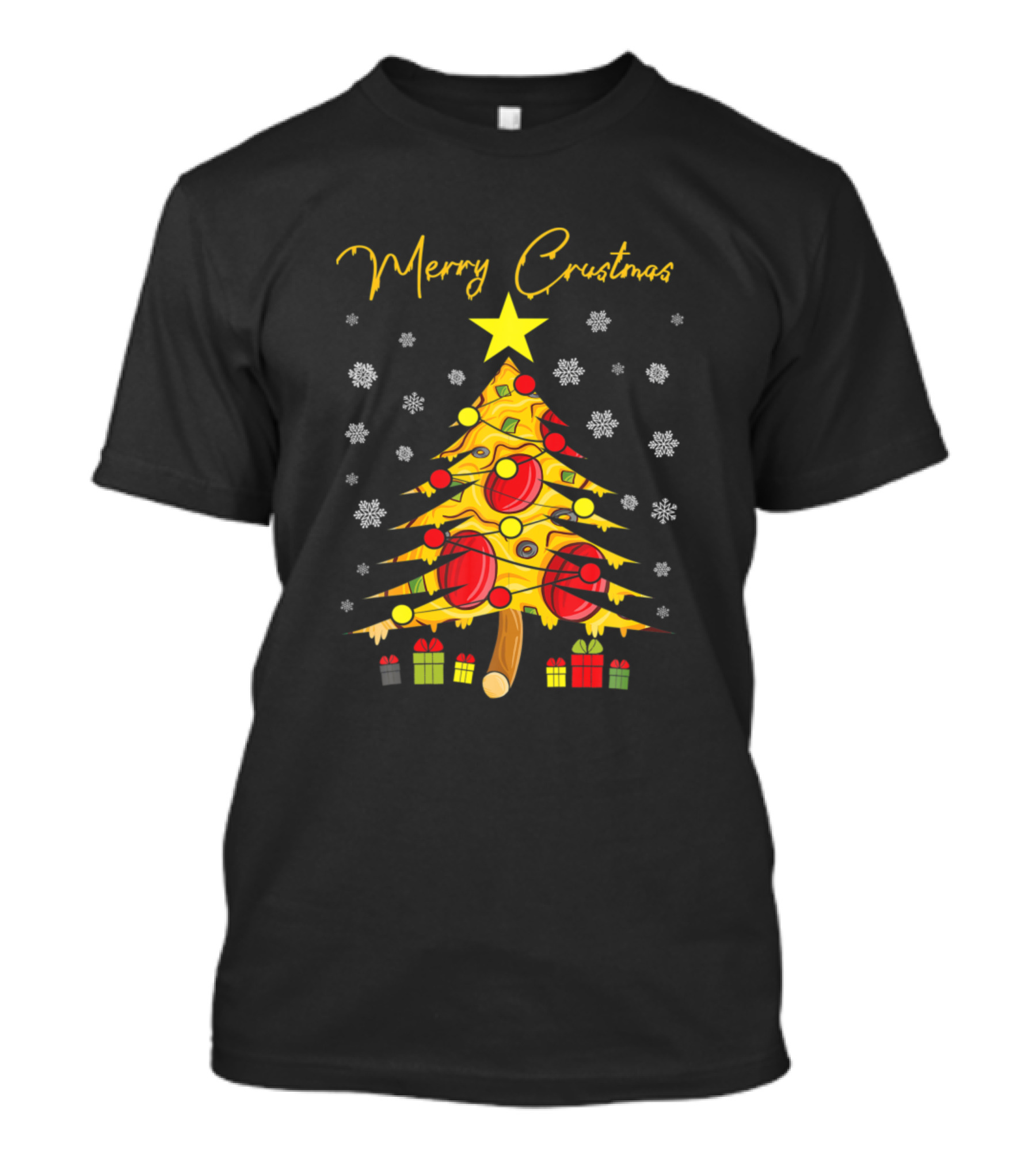 Merry Crustmas Pizza Christmas Tree Holiday T-Shirt