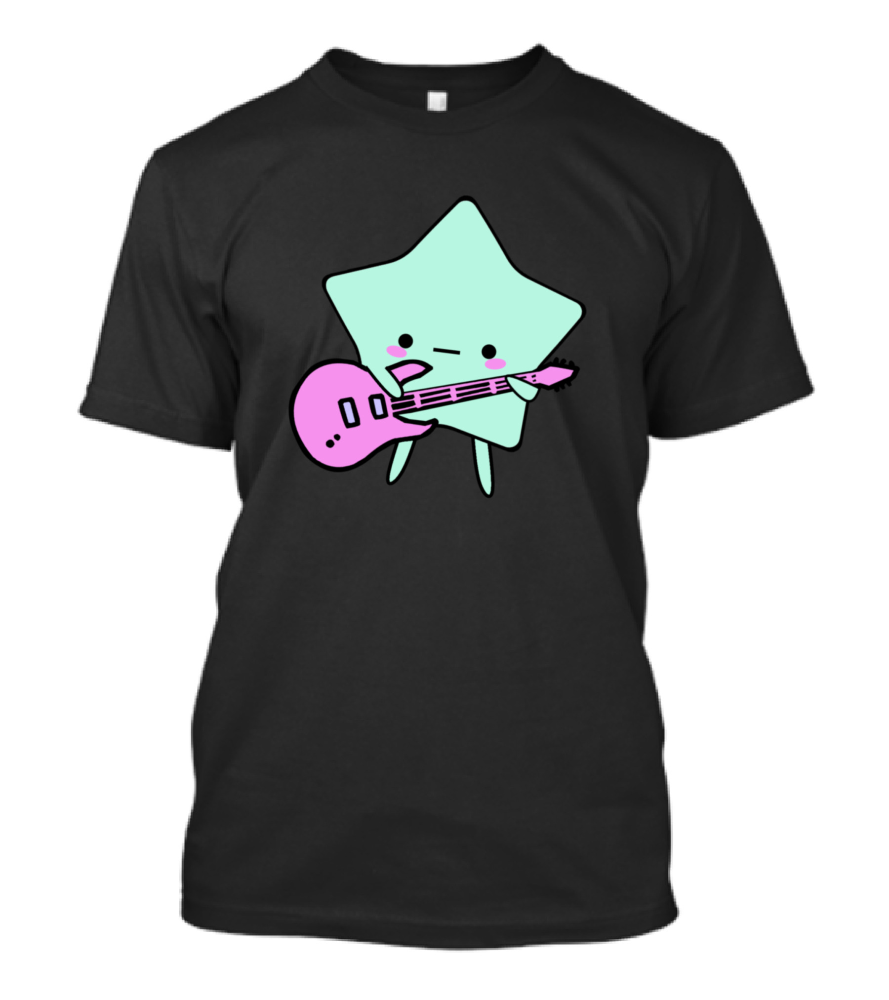 Midoshi Star Guitarist Cartoon With Pink Electric Guitar T-Shirt