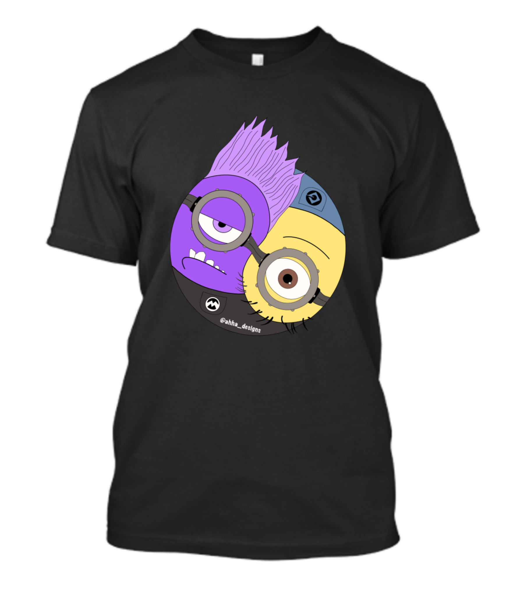 Minyin And Yang Purple And Yellow Characters Yin Yang Symbol @ahha_designs T-Shirt