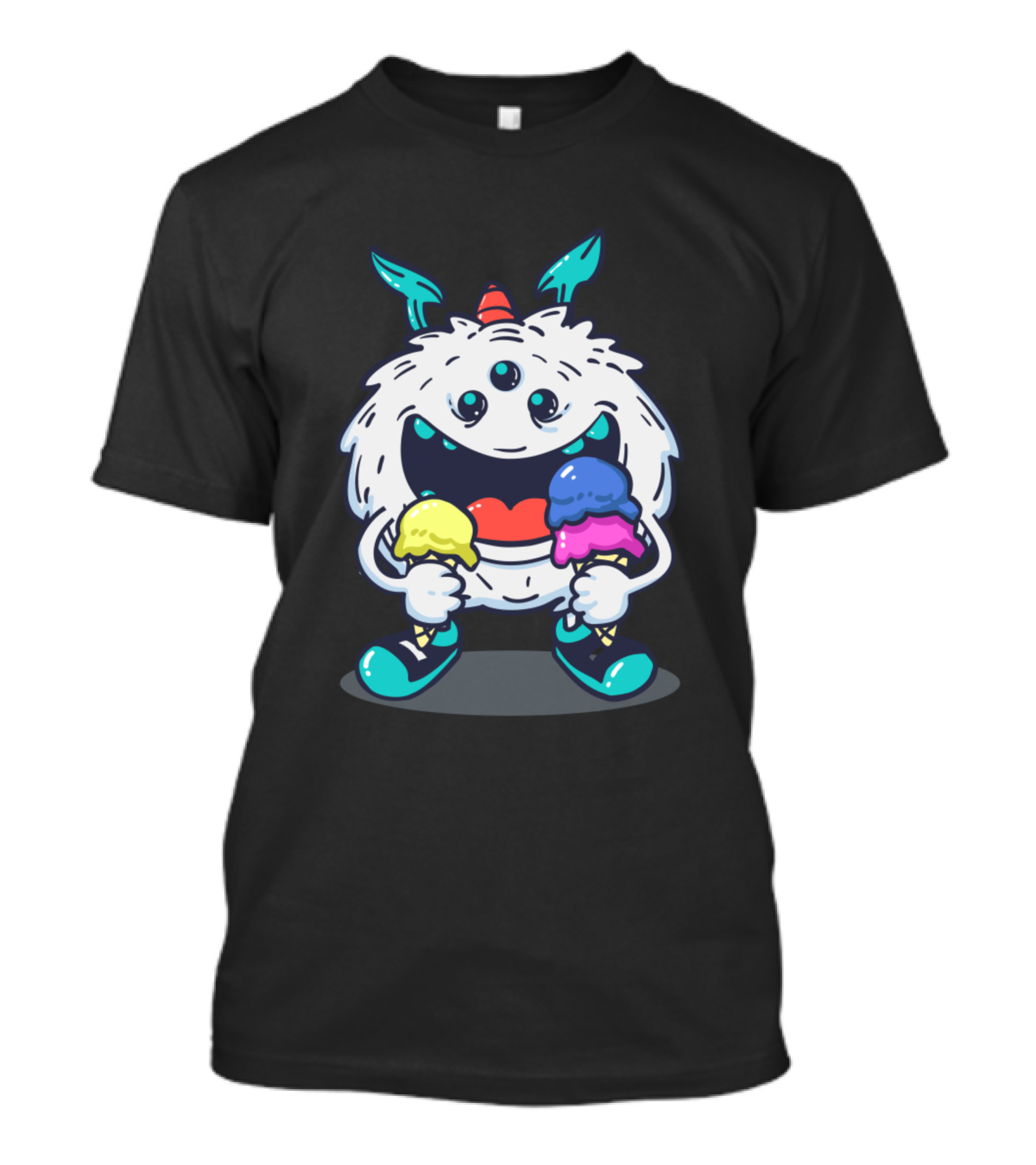 Monster Ice Cream Three-Eyed Creature With Cones T-Shirt