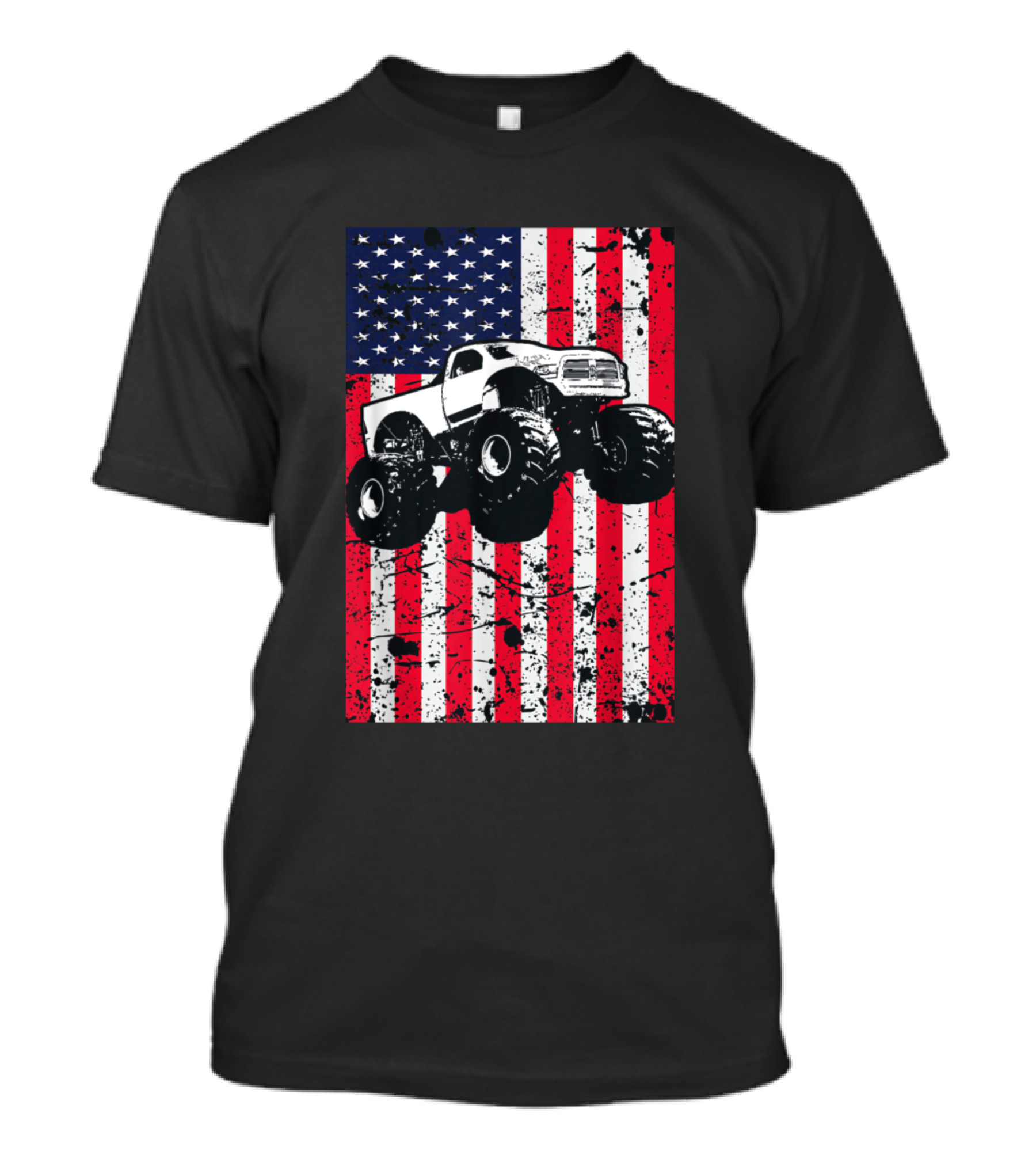 Monster Truck Racing American Flag USA Patriotic T-Shirt