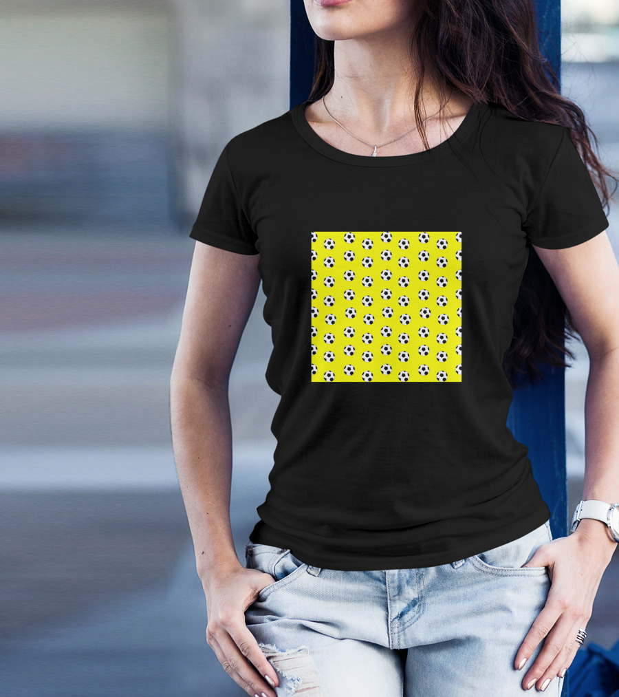 Neck Gaiter Soccer Team Yellow Soccer Balls T-Shirt