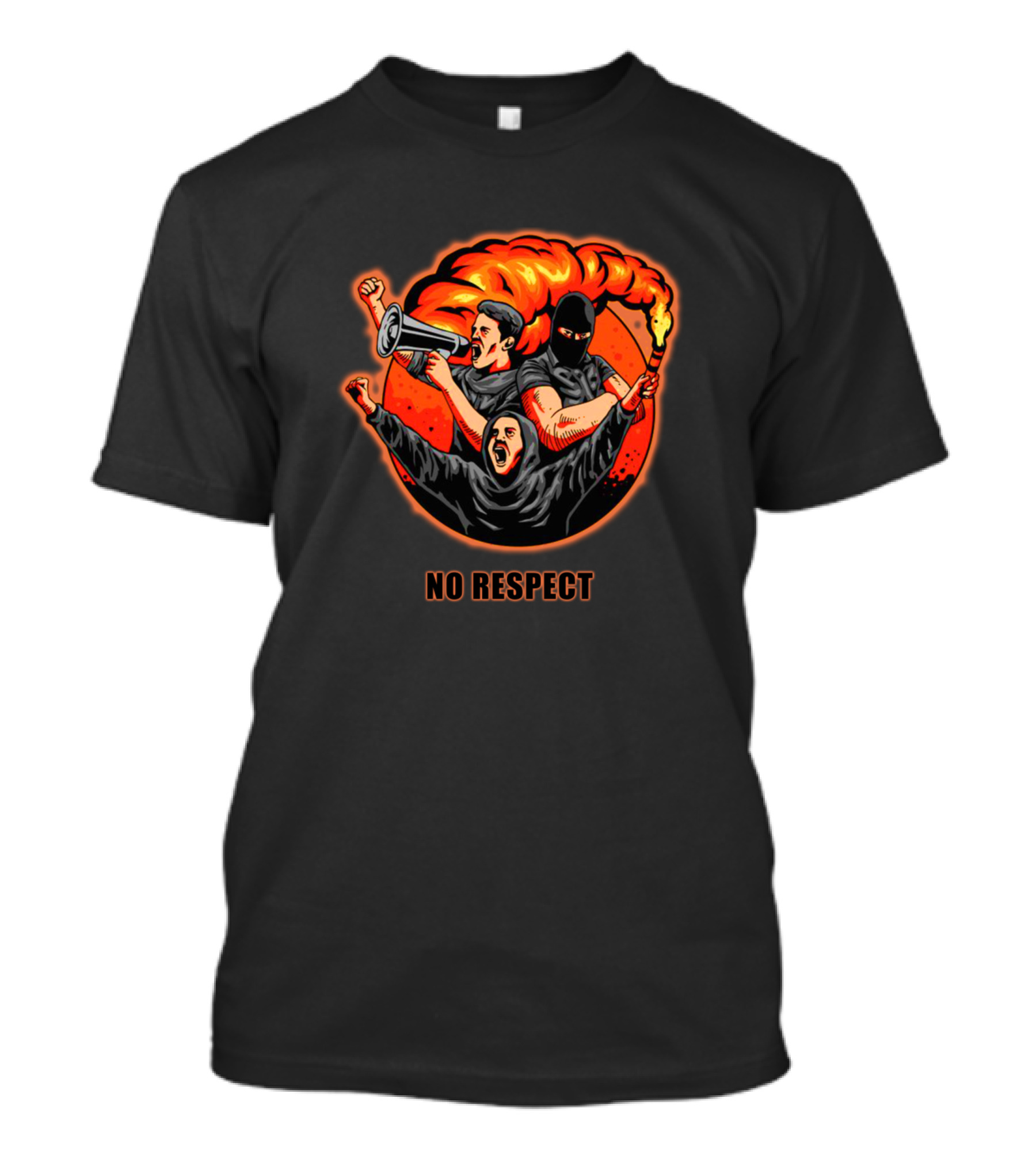 No Respect Hooligans Ultras Megaphone And Torch T-Shirt