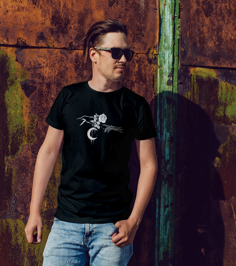 Michelangelo Hand Gesture Moon Rose Witchcraft Occult T-Shirt