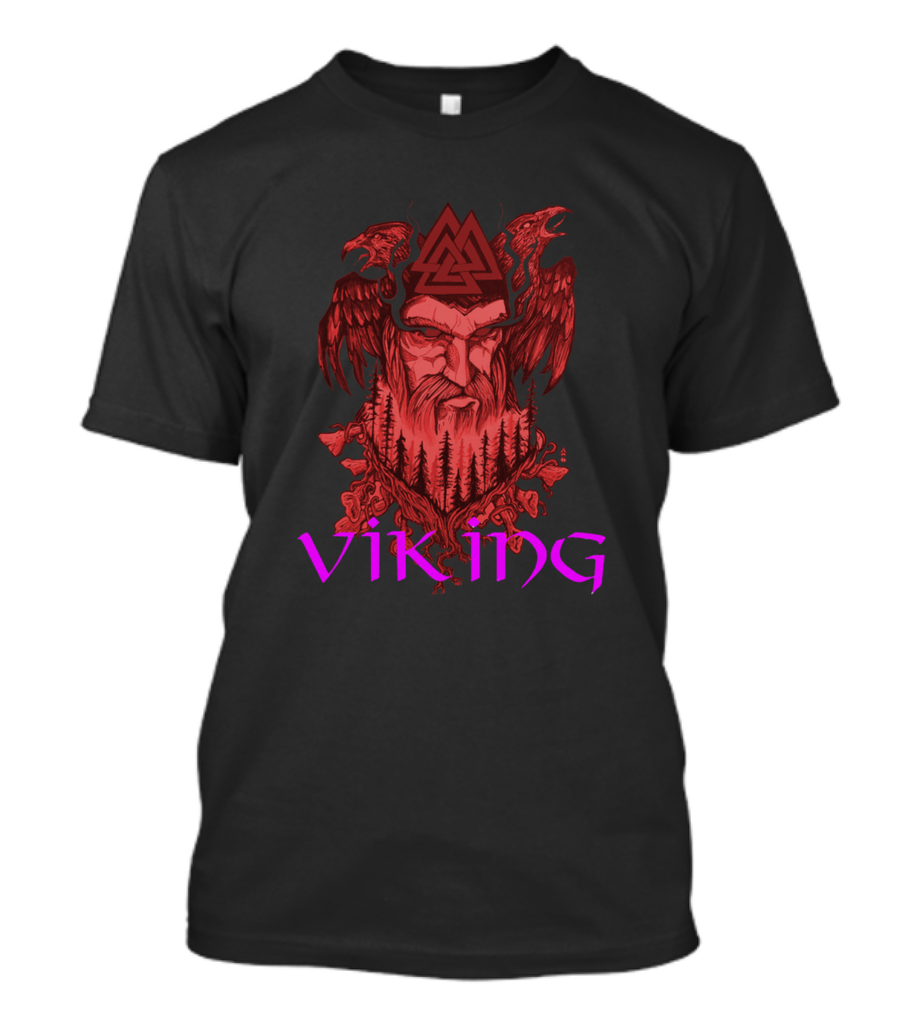 Viking Odin Norse Mythology Ravens Trees Valknut T-Shirt