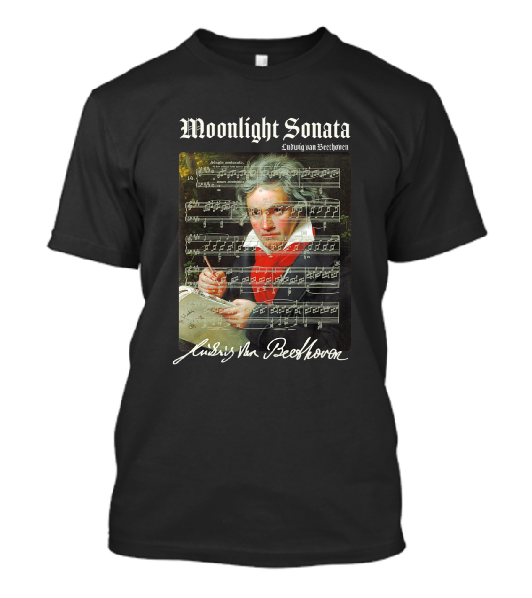 Beethoven Moonlight Sonata Sheet Music Score T-Shirt