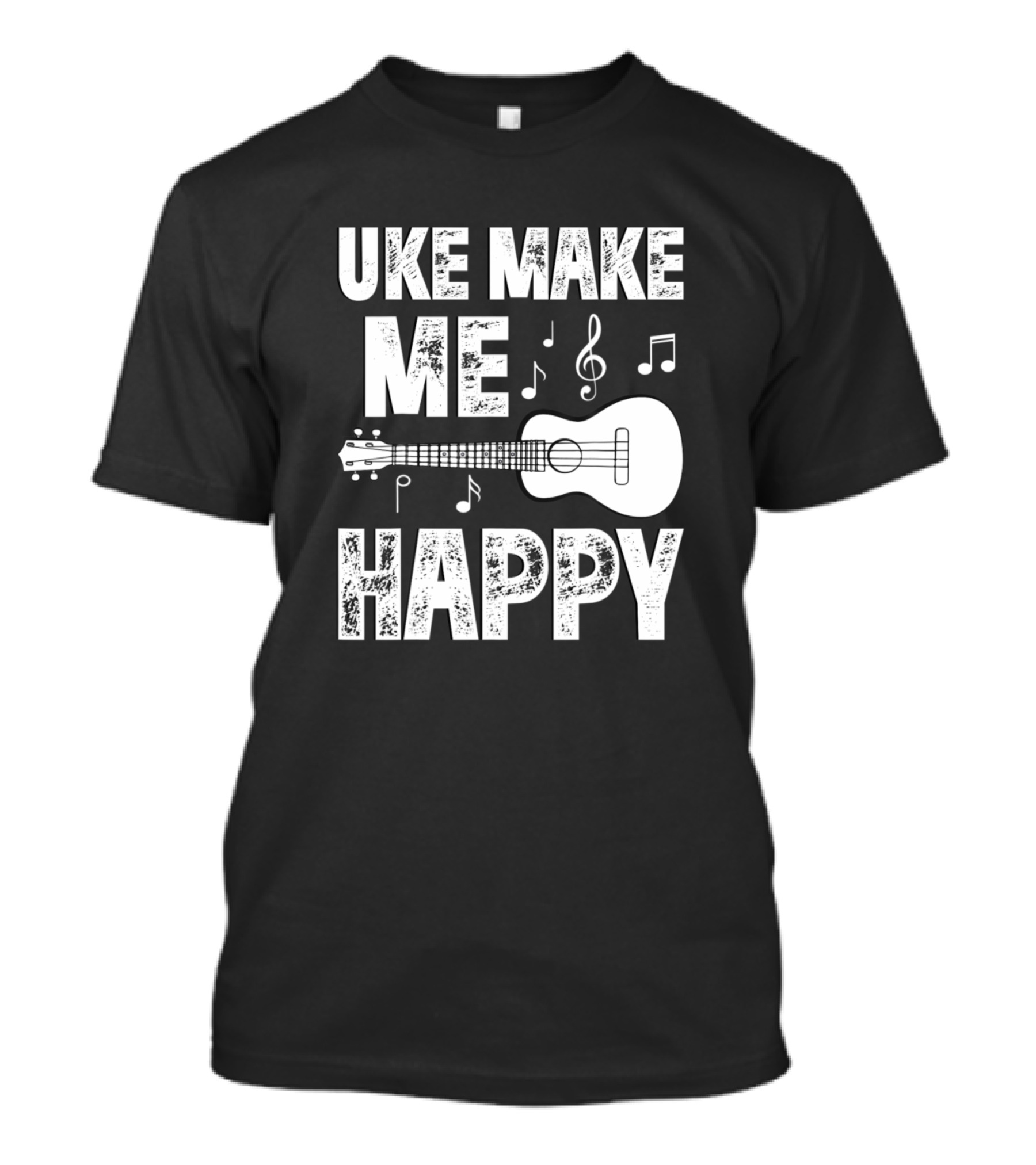 Uke Make Me Happy Ukulele Music Notes T-Shirt