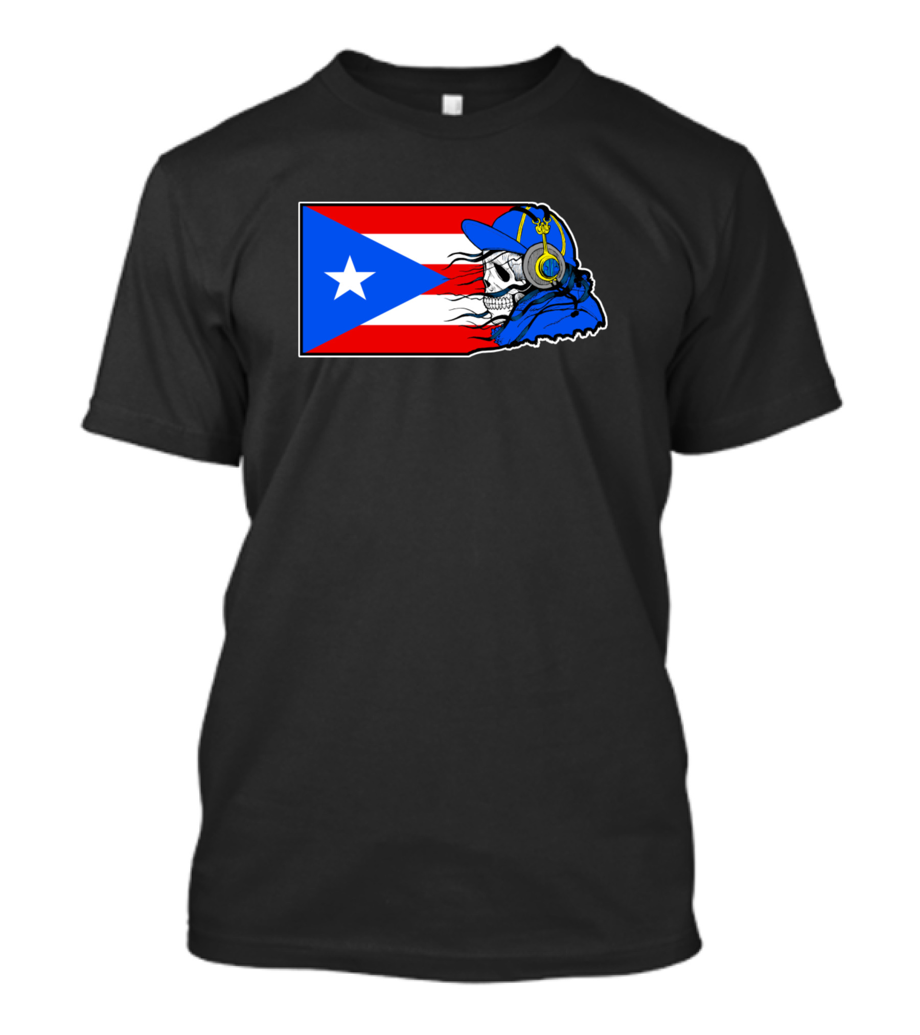 Puerto Rico Flag Puerto Rican Flag Puerto Rico Skeleton Headphones Hat T-Shirt