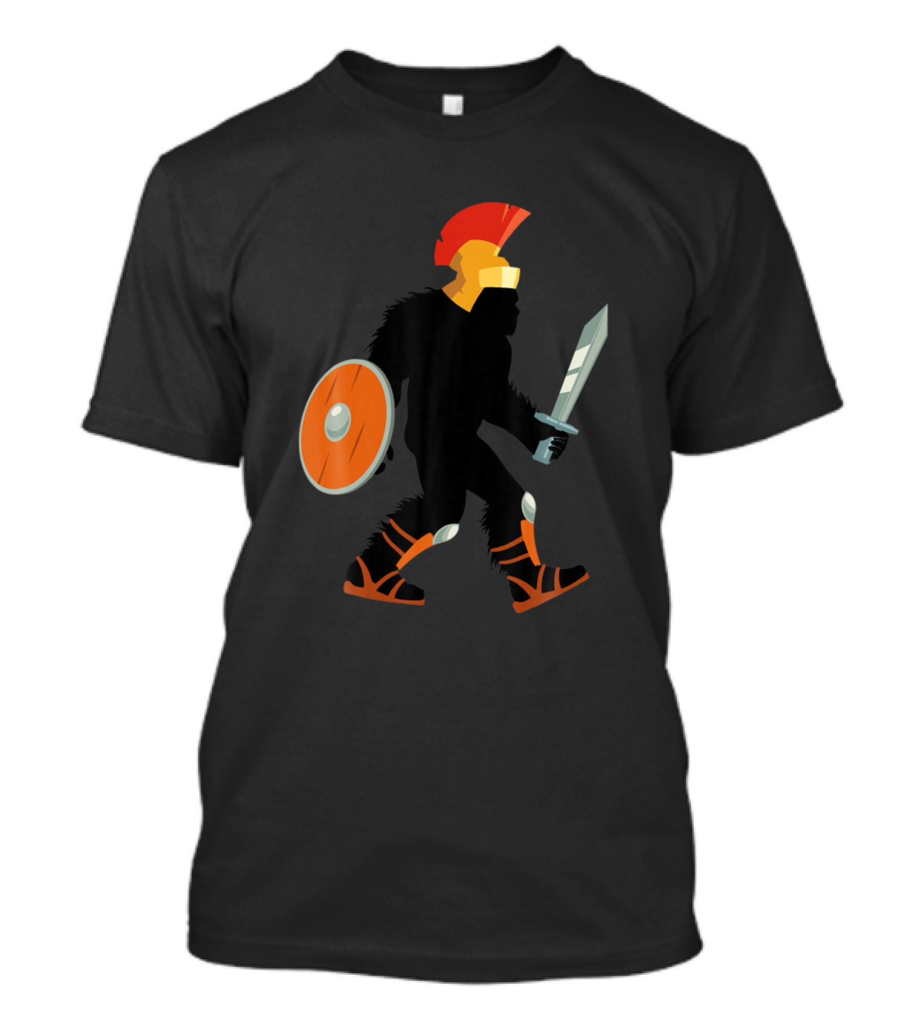 Roman Soldier Bigfoot With Shield And Sword Spartan T-Shirt