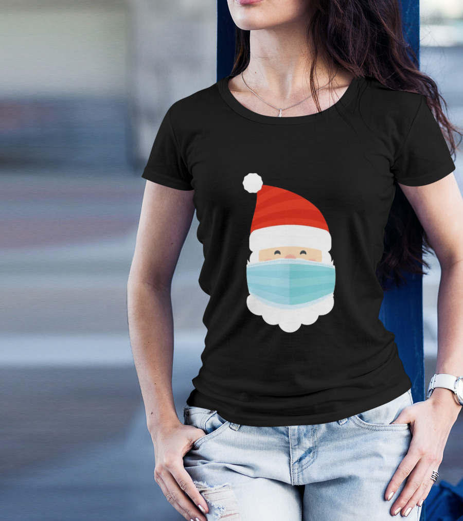Santa Claus Face Mask Christmas Holiday T-Shirt
