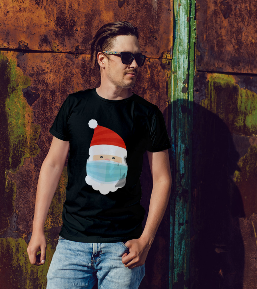 Santa Claus Face Mask Christmas Holiday T-Shirt