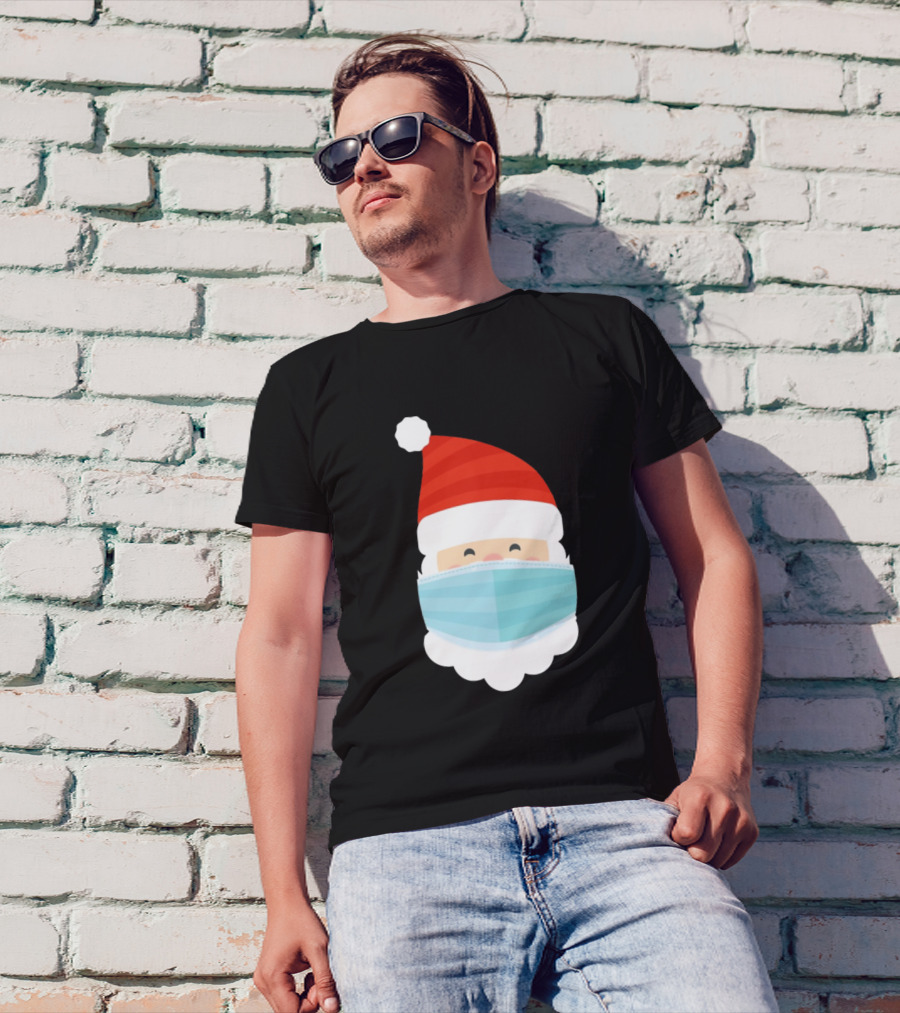 Santa Claus Face Mask Christmas Holiday T-Shirt