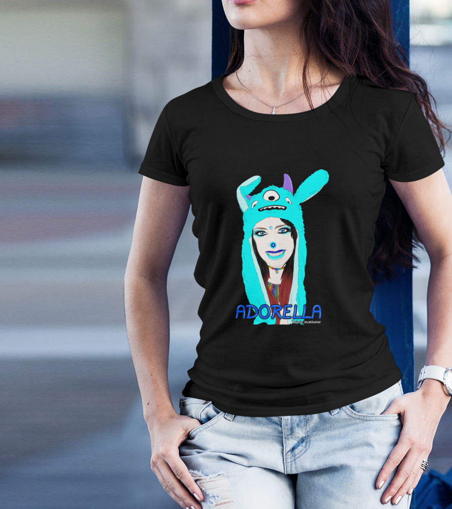 Adorella Monster Hoodie Character Portrait By Melani Jayakumar T-Shirt