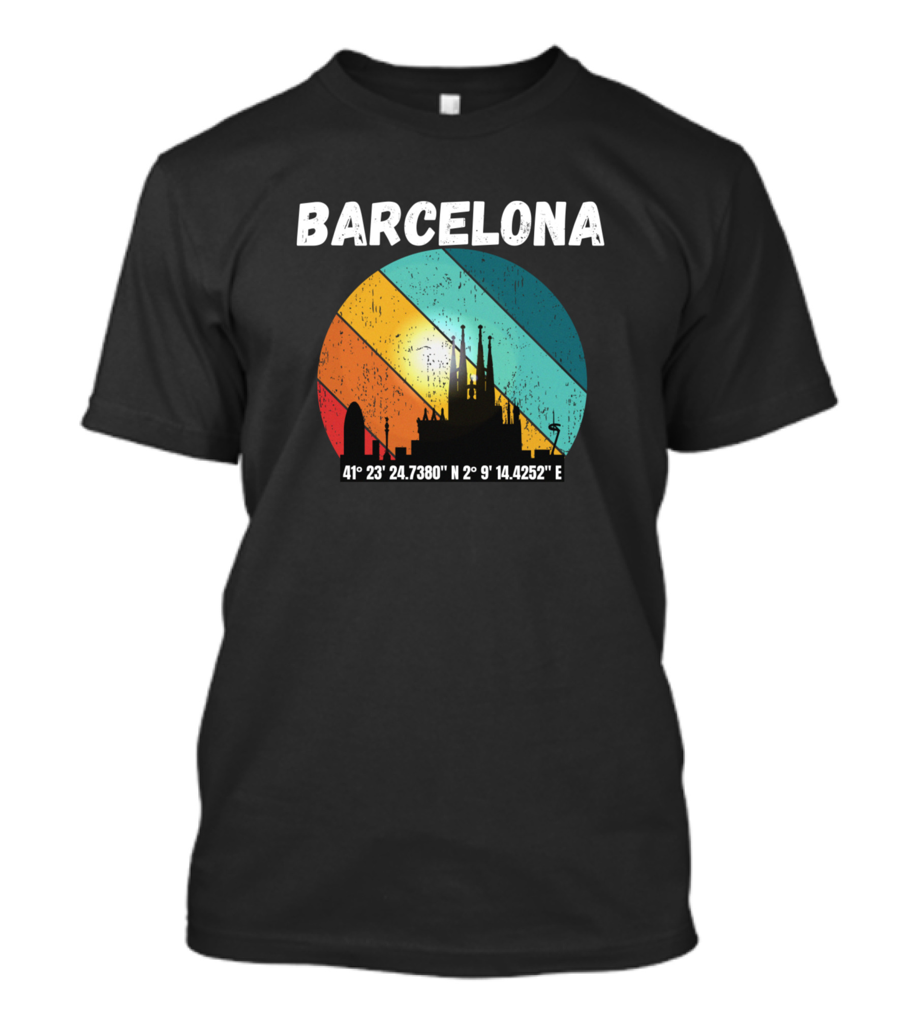 Barcelona City 41° 23' 24.7380 N 2° 9' 14.4252 E T-Shirt